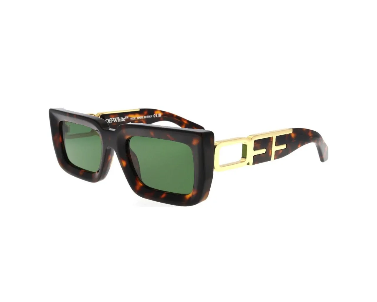 Off-White Unisex OERI073 Boston 6055 Havana green Occhiali da sole Acetato Havana Verde Squadrata Normale - immagine 1