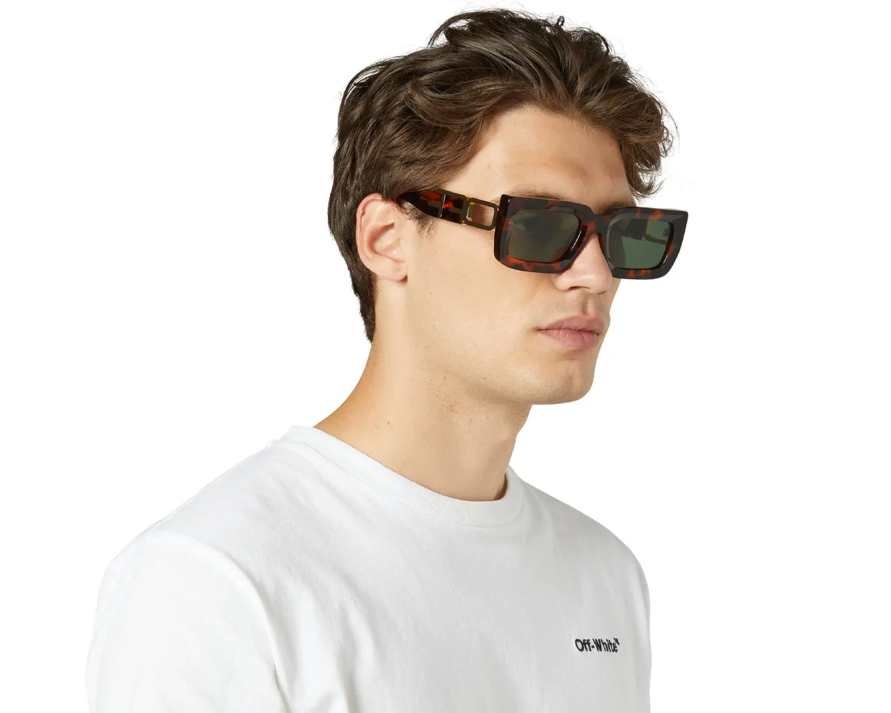 Off-White Unisex OERI073 Boston 6055 Havana green Occhiali da sole Acetato Havana Verde Squadrata Normale - immagine 3