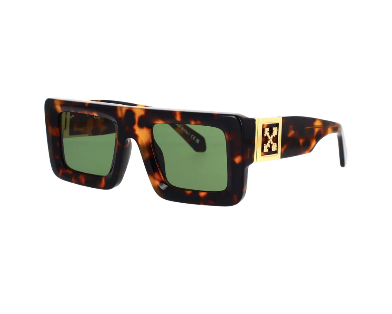 Off-White Unisex OERI049 Leonardo 6055 Havana green Occhiali da sole Acetato Havana Verde Squadrata Normale - immagine 1