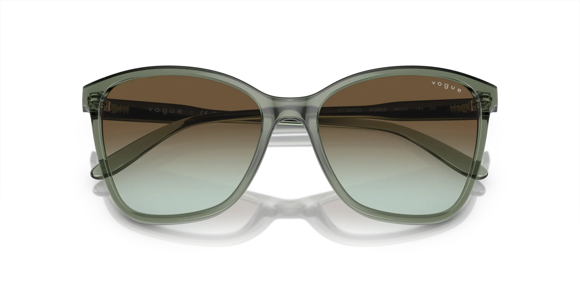 VOGUE EYEWEAR VO5520S 3086E8 Occhiali da sole Nylon Verde Marrone Farfalla Normale Sfumato - immagine 2