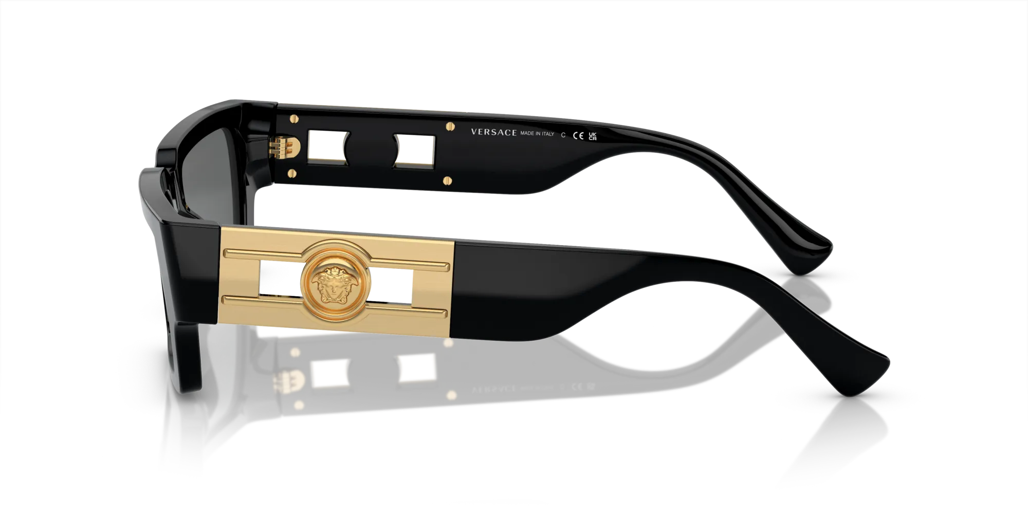 Versace VE4459 GB1/87 Occhiali da sole Acetato Nero Grigio Squadrata Normale - immagine 4