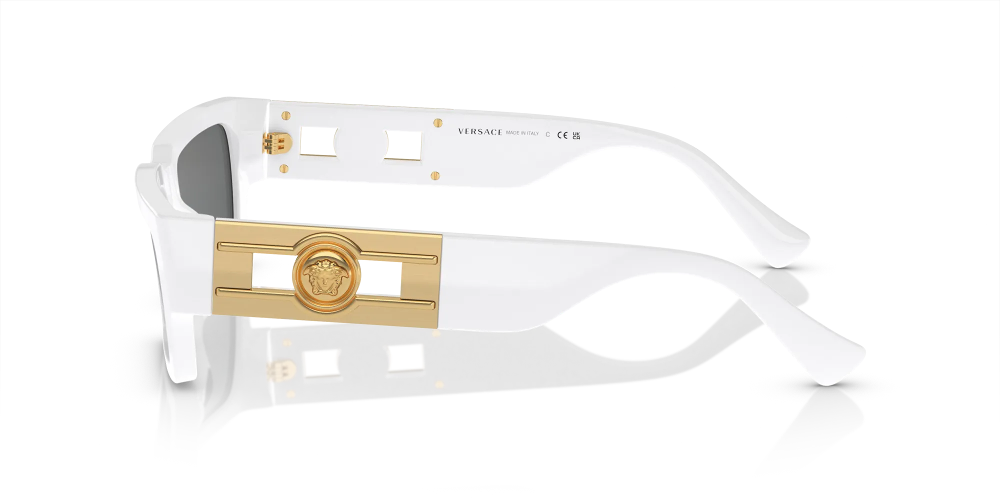 Versace VE4459 314/87 Occhiali da sole Acetato Bianco Grigio Squadrata Normale - immagine 4