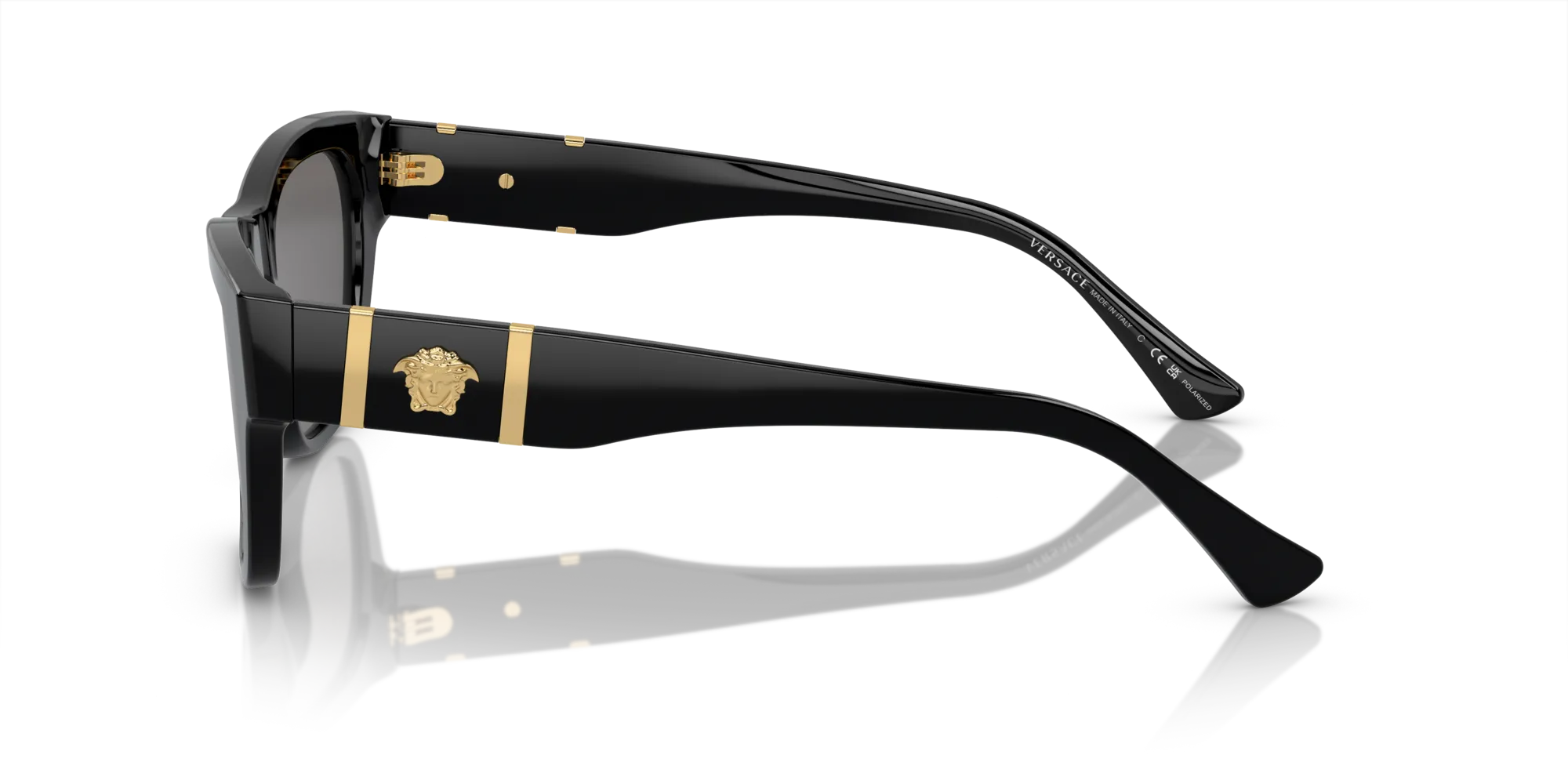 Versace VE4457 GB1/81 Occhiali da sole Acetato Nero Grigio Squadrata Polarizzata - immagine 4