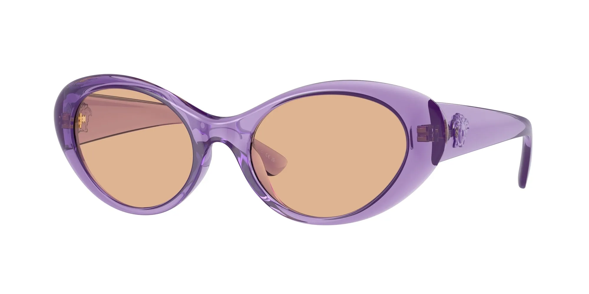 Versace VE4455U 5353/3 Occhiali da sole Iniettato Viola Marrone Rotonda Normale - immagine 1