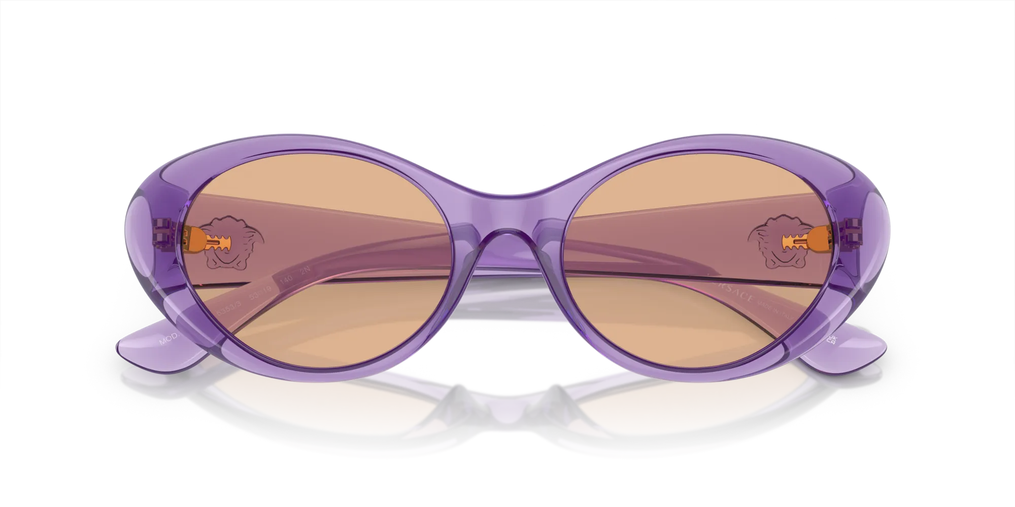 Versace VE4455U 5353/3 Occhiali da sole Iniettato Viola Marrone Rotonda Normale - immagine 2