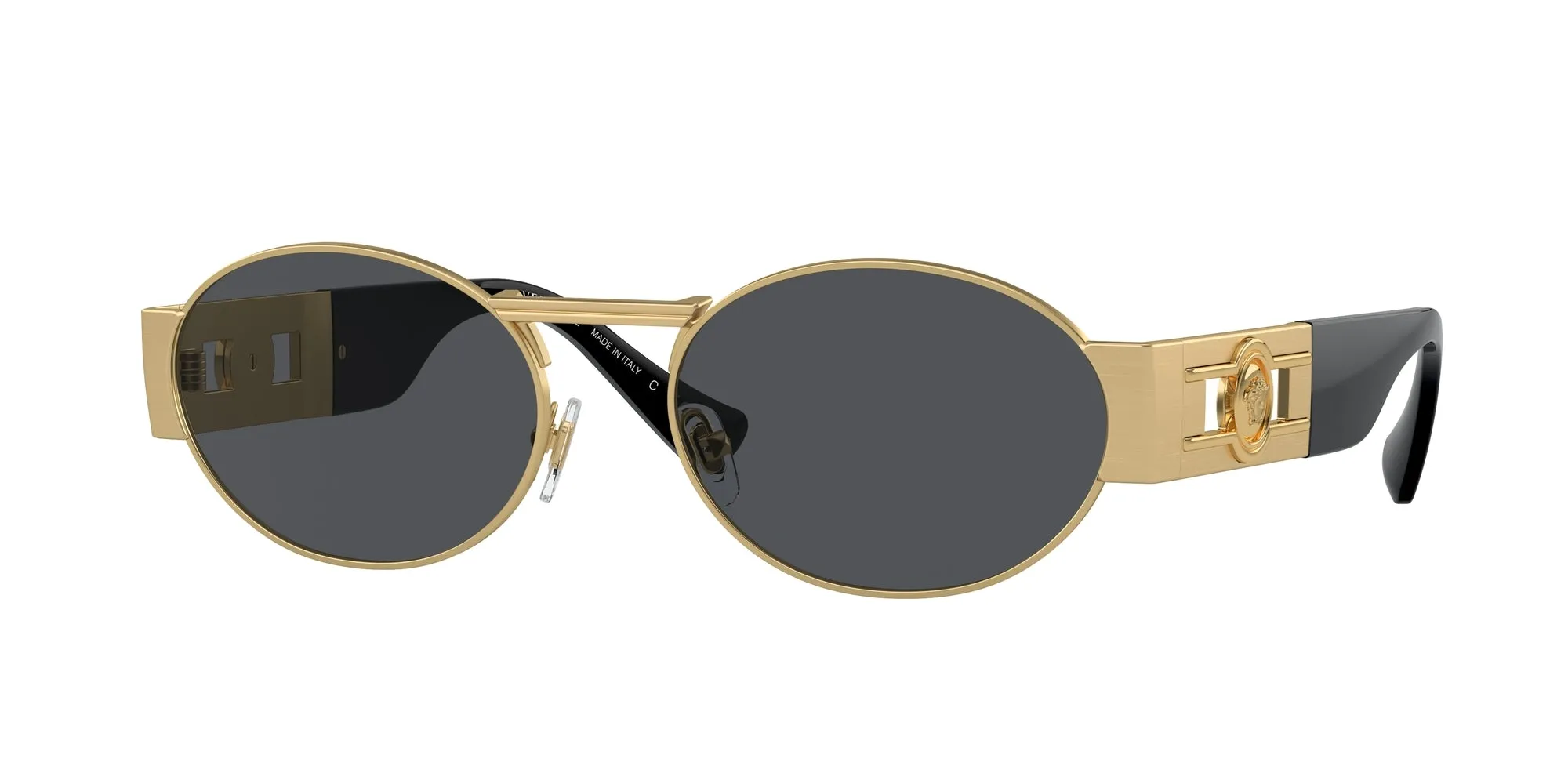 Versace VE2264 100287 Occhiali da sole Acciaio Oro Grigio Rotonda Normale - immagine 1