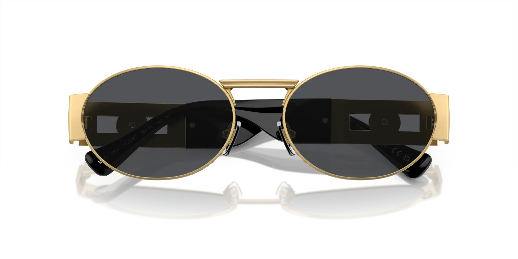Versace VE2264 100287 Occhiali da sole Acciaio Oro Grigio Rotonda Normale - immagine 2