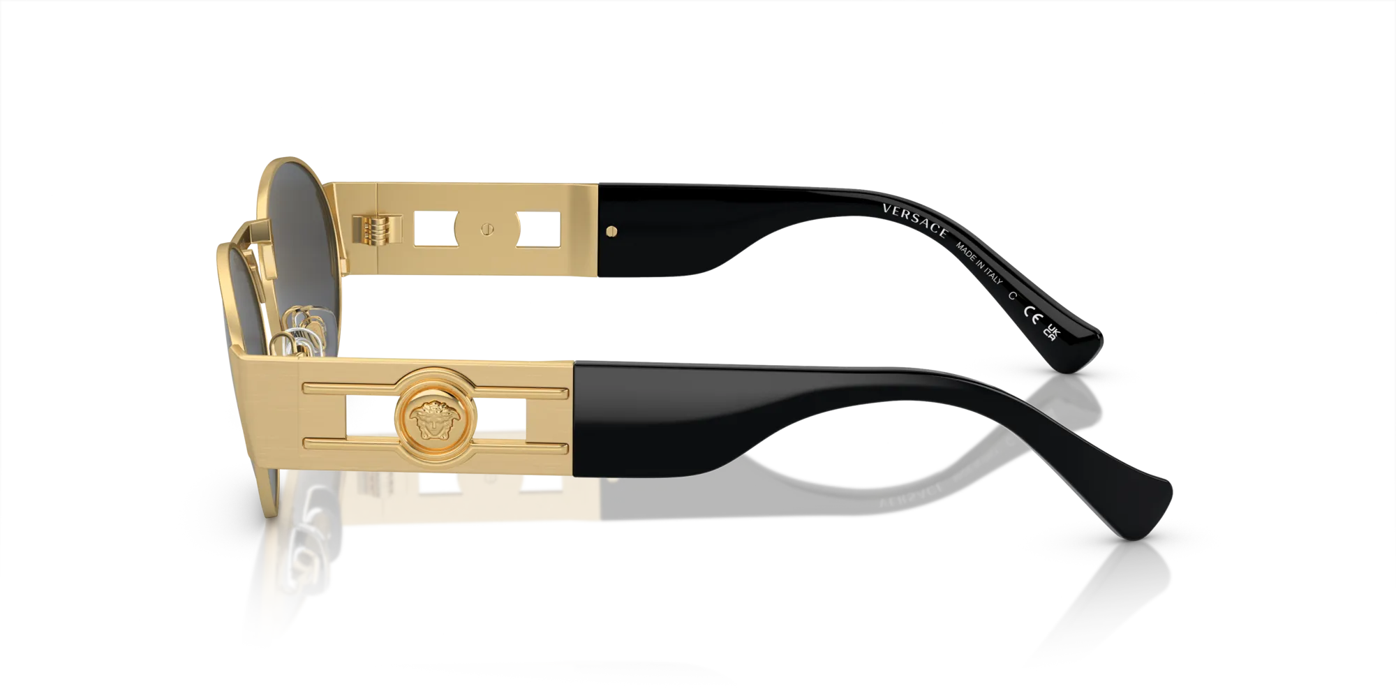 Versace VE2264 100287 Occhiali da sole Acciaio Oro Grigio Rotonda Normale - immagine 4
