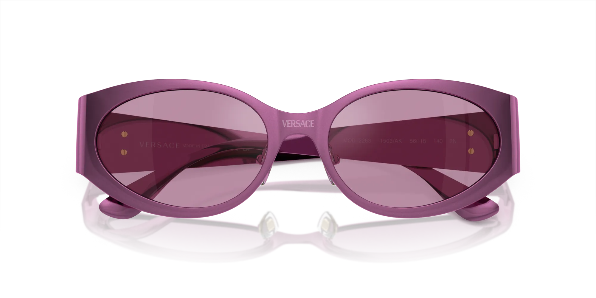 Versace VE2263 1503AK Occhiali da sole Metallo Rosa Viola Rotonda Normale Specchiato - immagine 2