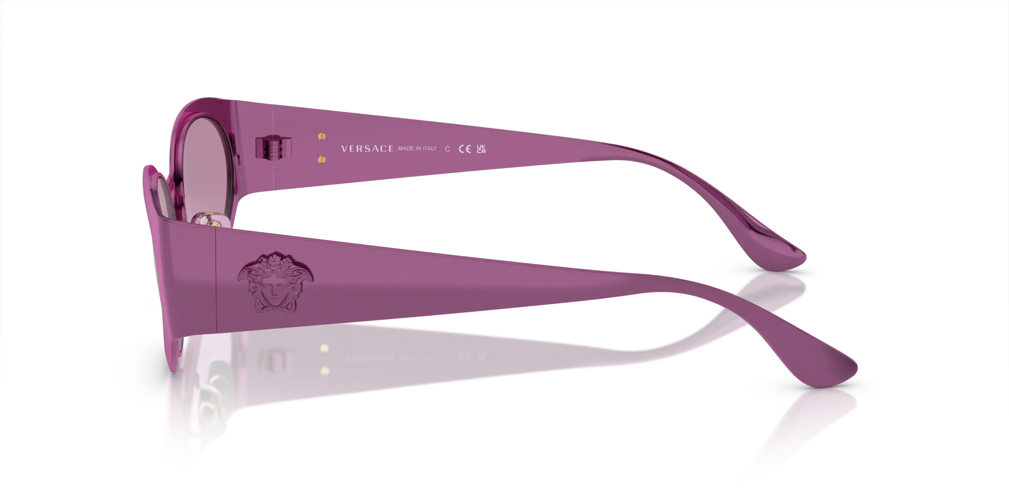 Versace VE2263 1503AK Occhiali da sole Metallo Rosa Viola Rotonda Normale Specchiato - immagine 4