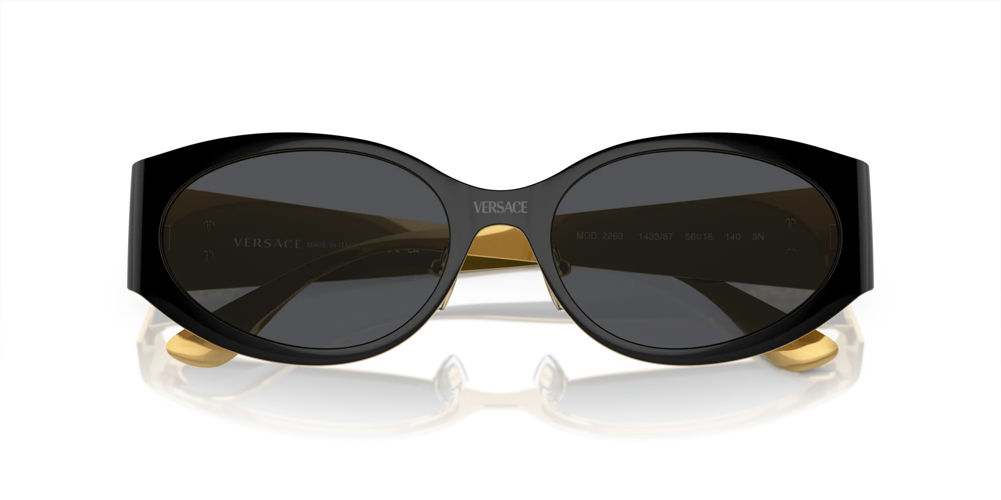 Versace VE2263 143387 Occhiali da sole Metallo Nero Grigio Rotonda Normale - immagine 2