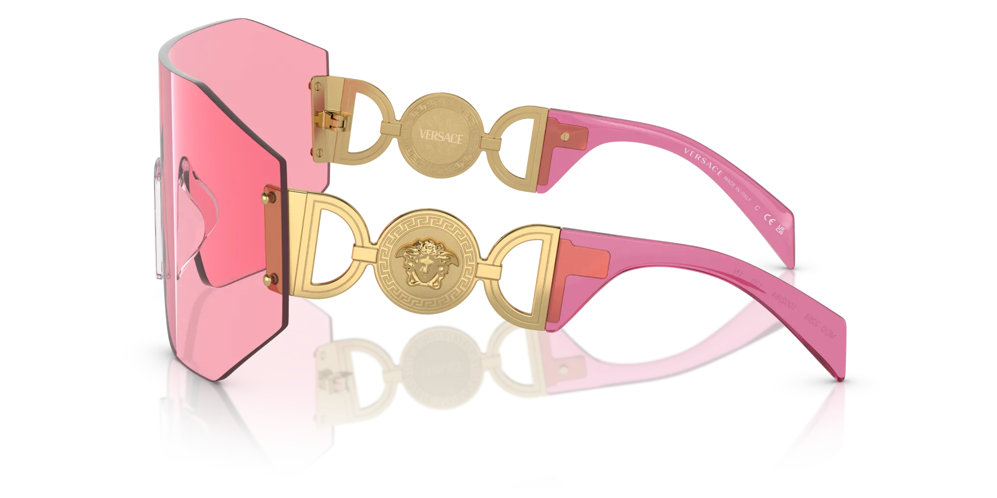 Versace VE2258 100284 Occhiali da sole Metallo Rosa Rosa Geometrica Normale - immagine 4