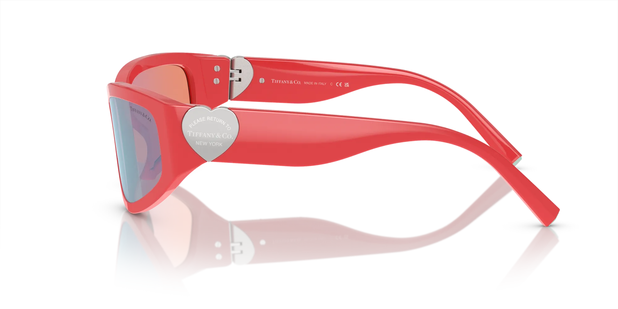 Tiffany TF4217 8370MA Occhiali da sole Acetato Rosso Rosa Geometrica Normale Specchiato - immagine 4