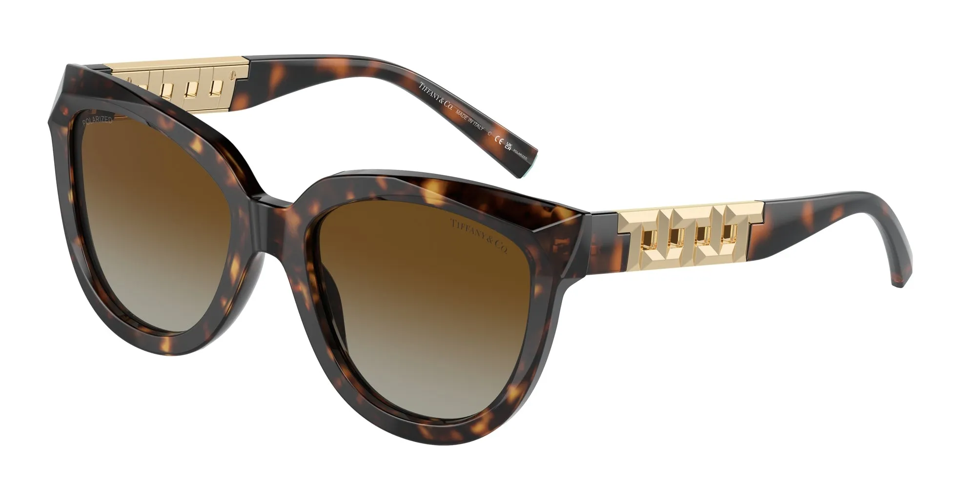 Tiffany TF4215 8015T5 Occhiali da sole Acetato Tartaruga Marrone Cat Eye Polarizzata Sfumato - immagine 1