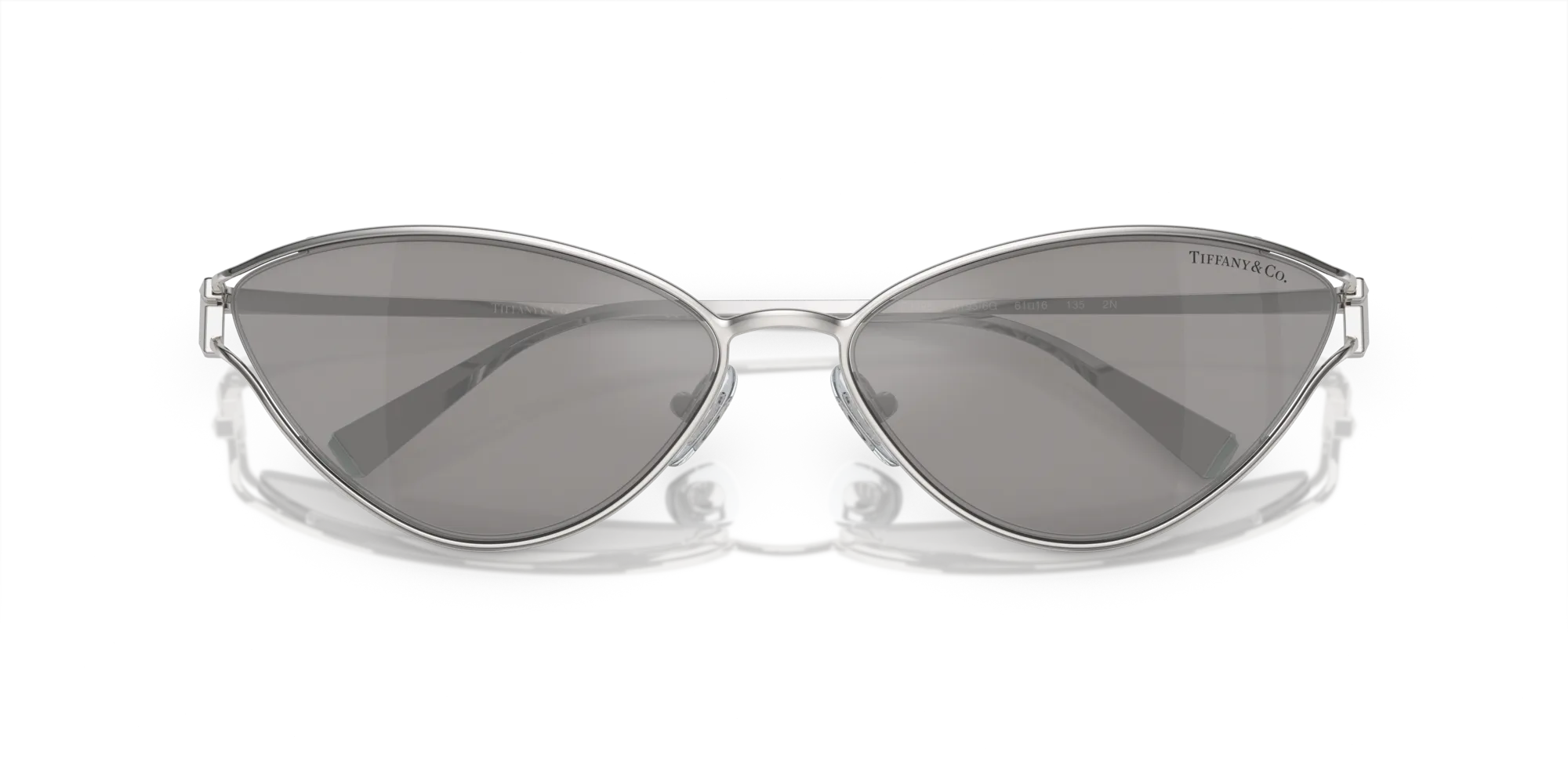 Tiffany TF3095 61956G Occhiali da sole Metallo Argento Grigio Cat Eye Specchiate - immagine 2