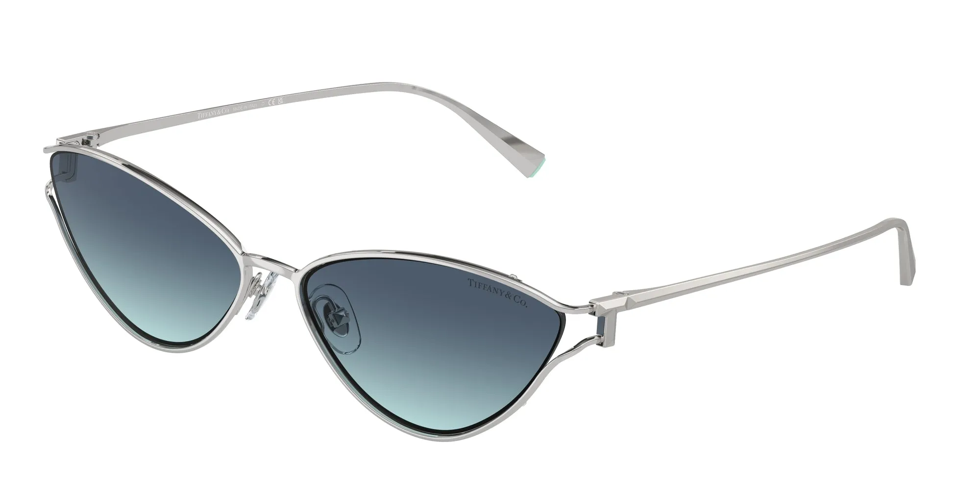 Tiffany TF3095 60019S Occhiali da sole Metallo Argento Blu Cat Eye Normale Sfumato - immagine 1