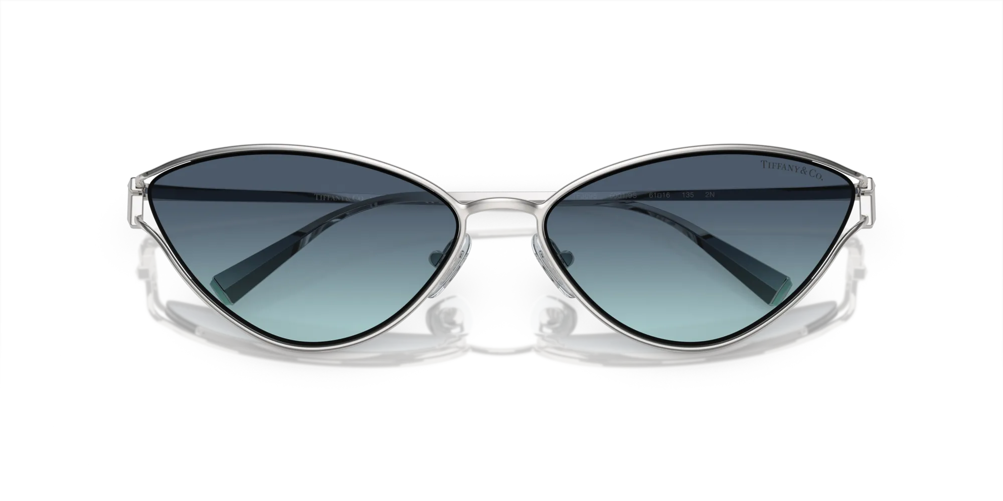 Tiffany TF3095 60019S Occhiali da sole Metallo Argento Blu Cat Eye Normale Sfumato - immagine 2