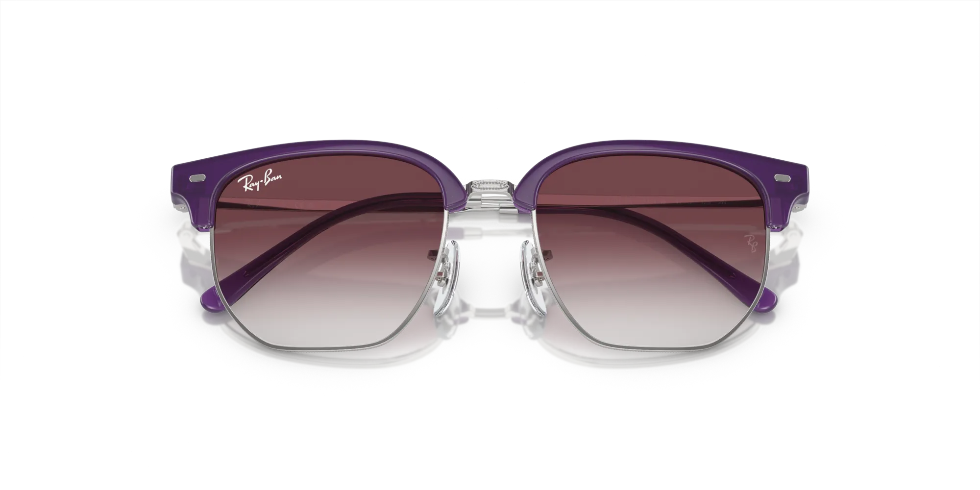 Ray - Ban RJ9116S JUNIOR NEW CLUBMASTER 713136 Occhiali da sole Iniettato Viola Grigio Geometrica Normale Sfumato - immagine 2