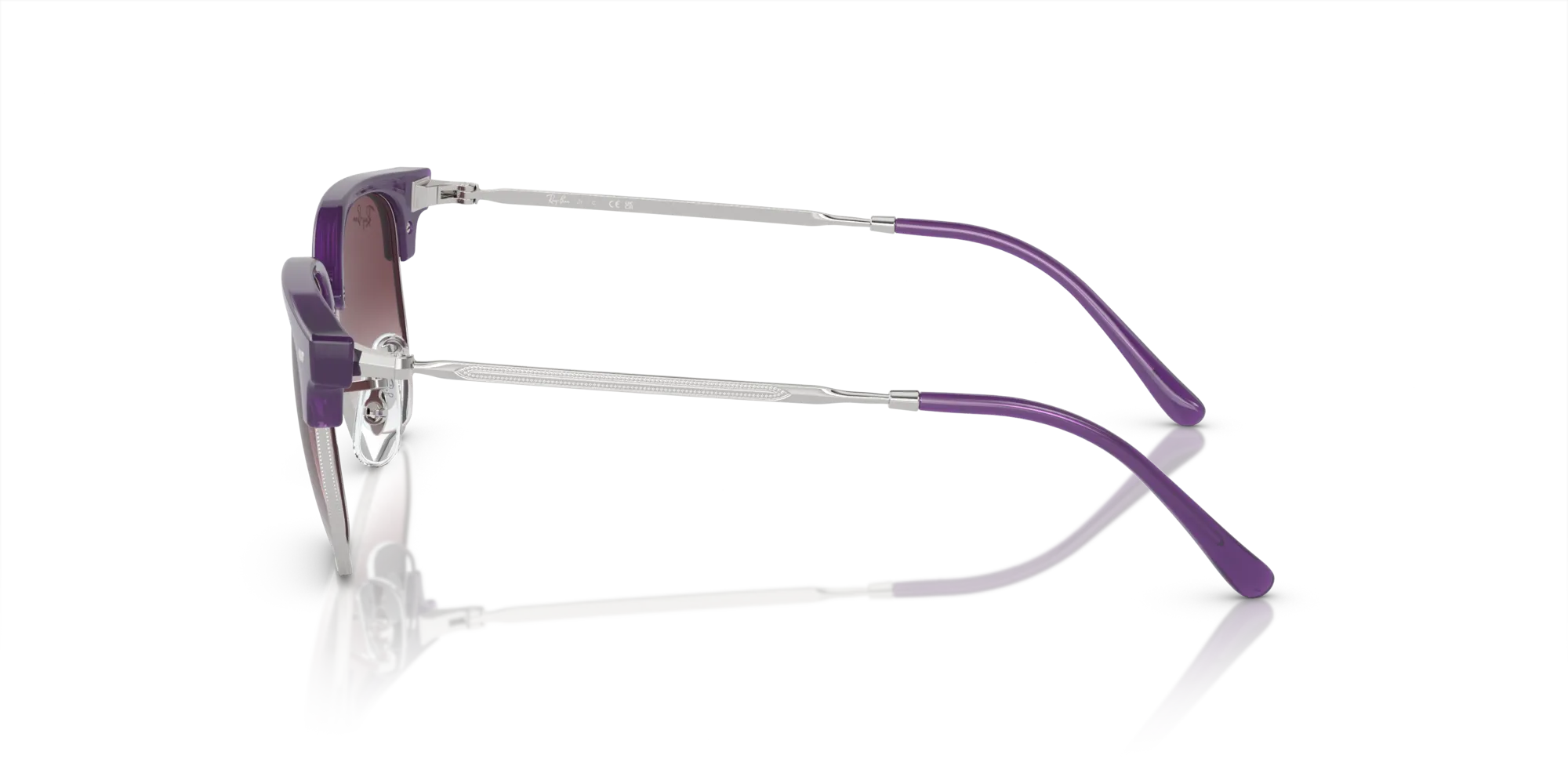 Ray - Ban RJ9116S JUNIOR NEW CLUBMASTER 713136 Occhiali da sole Iniettato Viola Grigio Geometrica Normale Sfumato - immagine 4