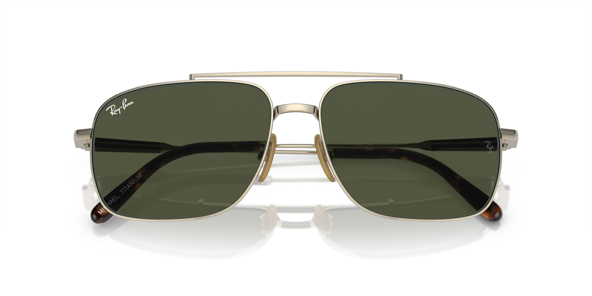 Ray - Ban RB8096 MICHAEL TITANIUM 926531 Occhiali da sole Metallo Oro Verde Pillow Normale - immagine 2