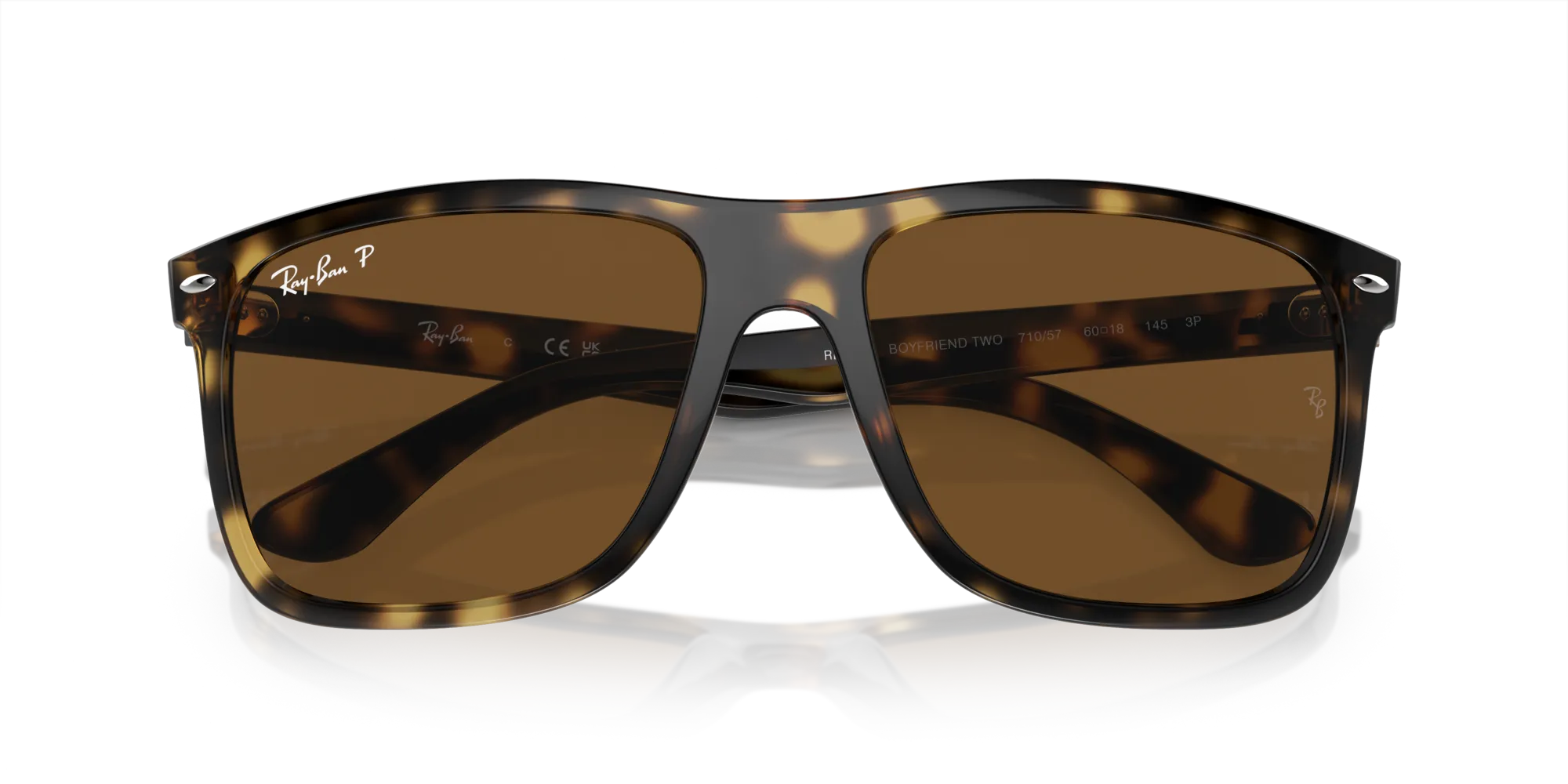 Ray - Ban RB4547 BOYFRIEND TWO 710/57 Occhiali da sole Iniettato Tartaruga Marrone Squadrata Polarizzata - immagine 2