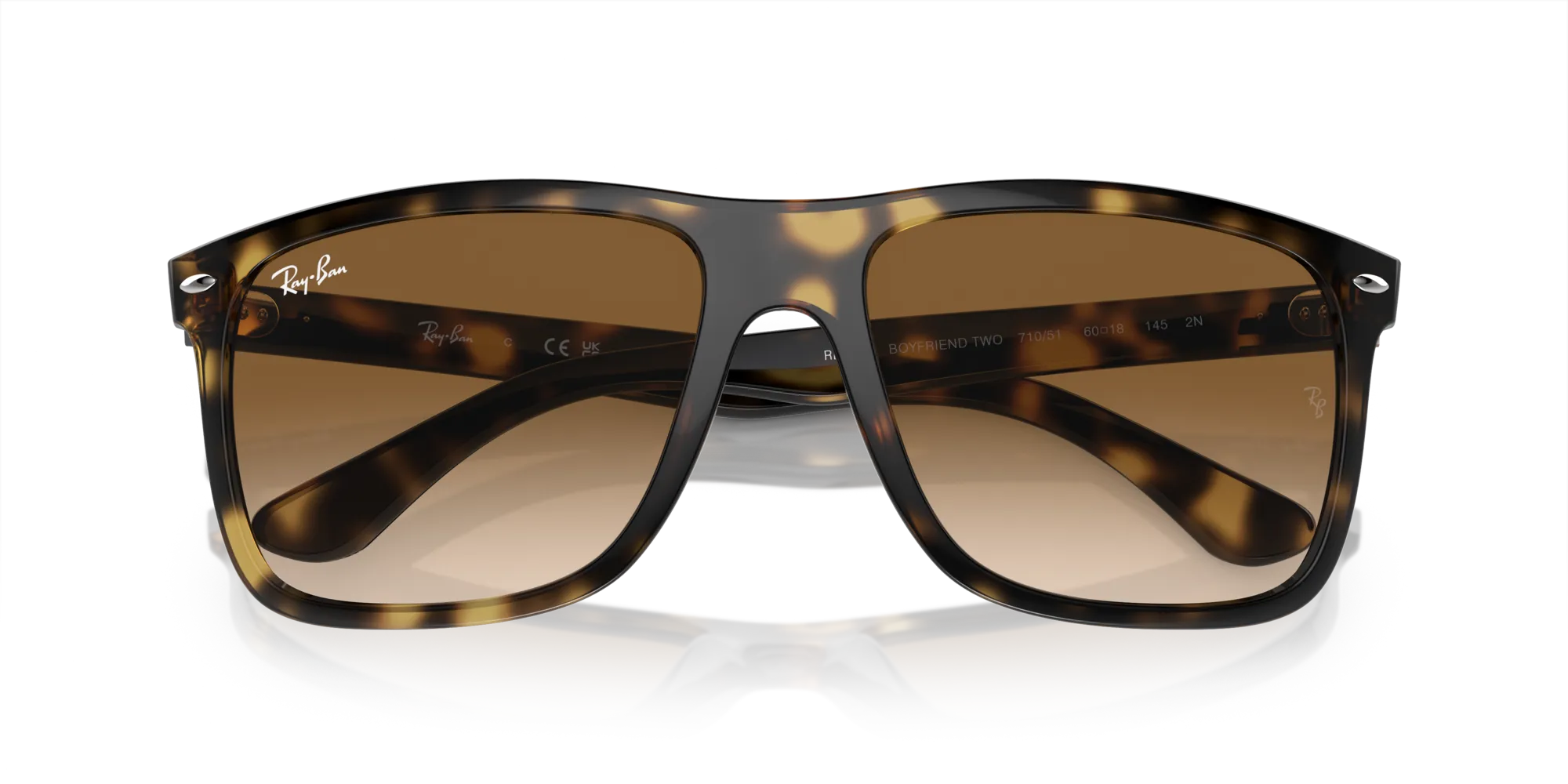 Ray - Ban RB4547 BOYFRIEND TWO 710/51 Occhiali da sole Iniettato Tartaruga Marrone Squadrata Normale Sfumato - immagine 2