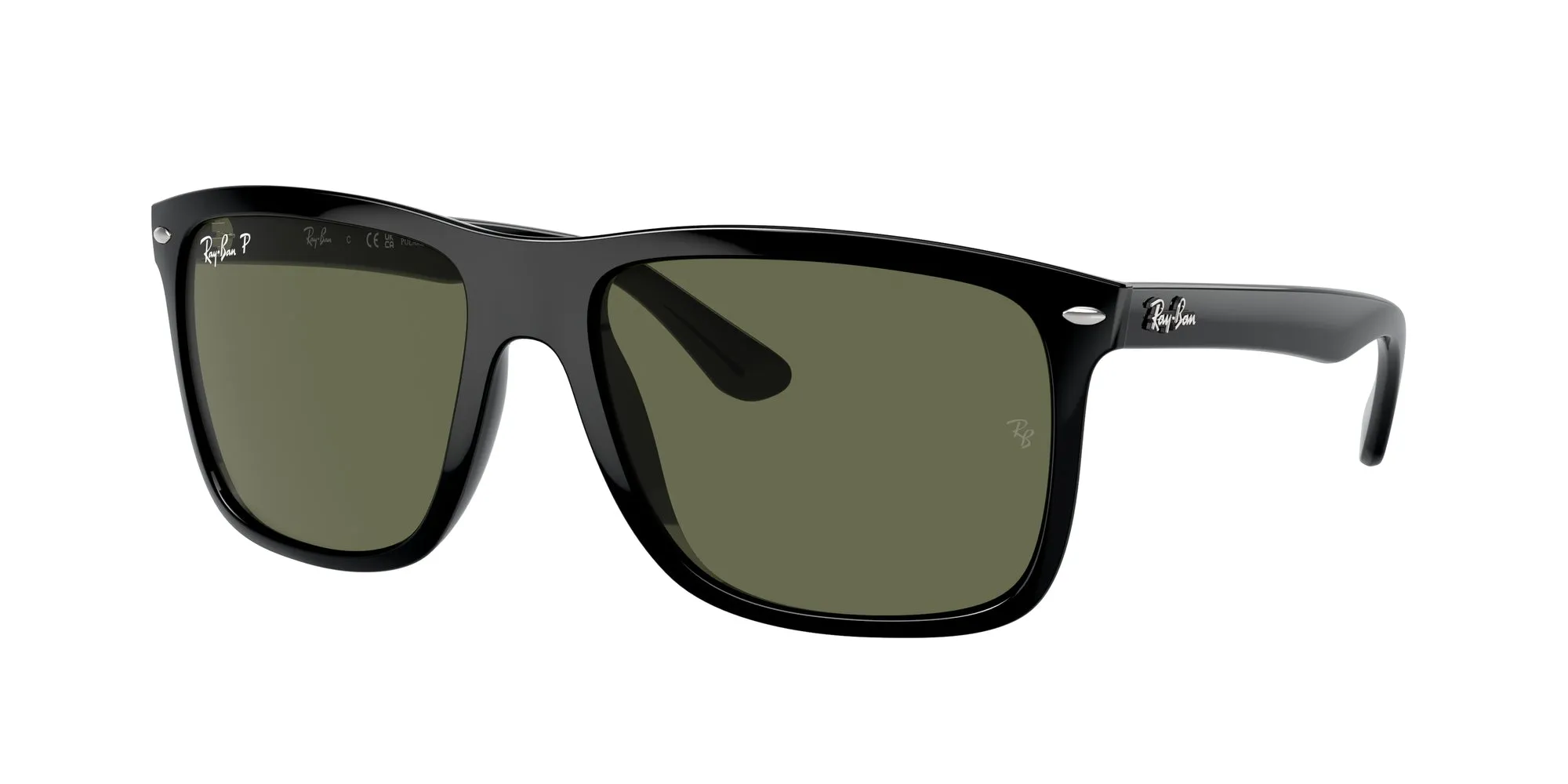 Ray - Ban RB4547 BOYFRIEND TWO 601/58 Occhiali da sole Iniettato Nero Verde Squadrata Polarizzata - immagine 1