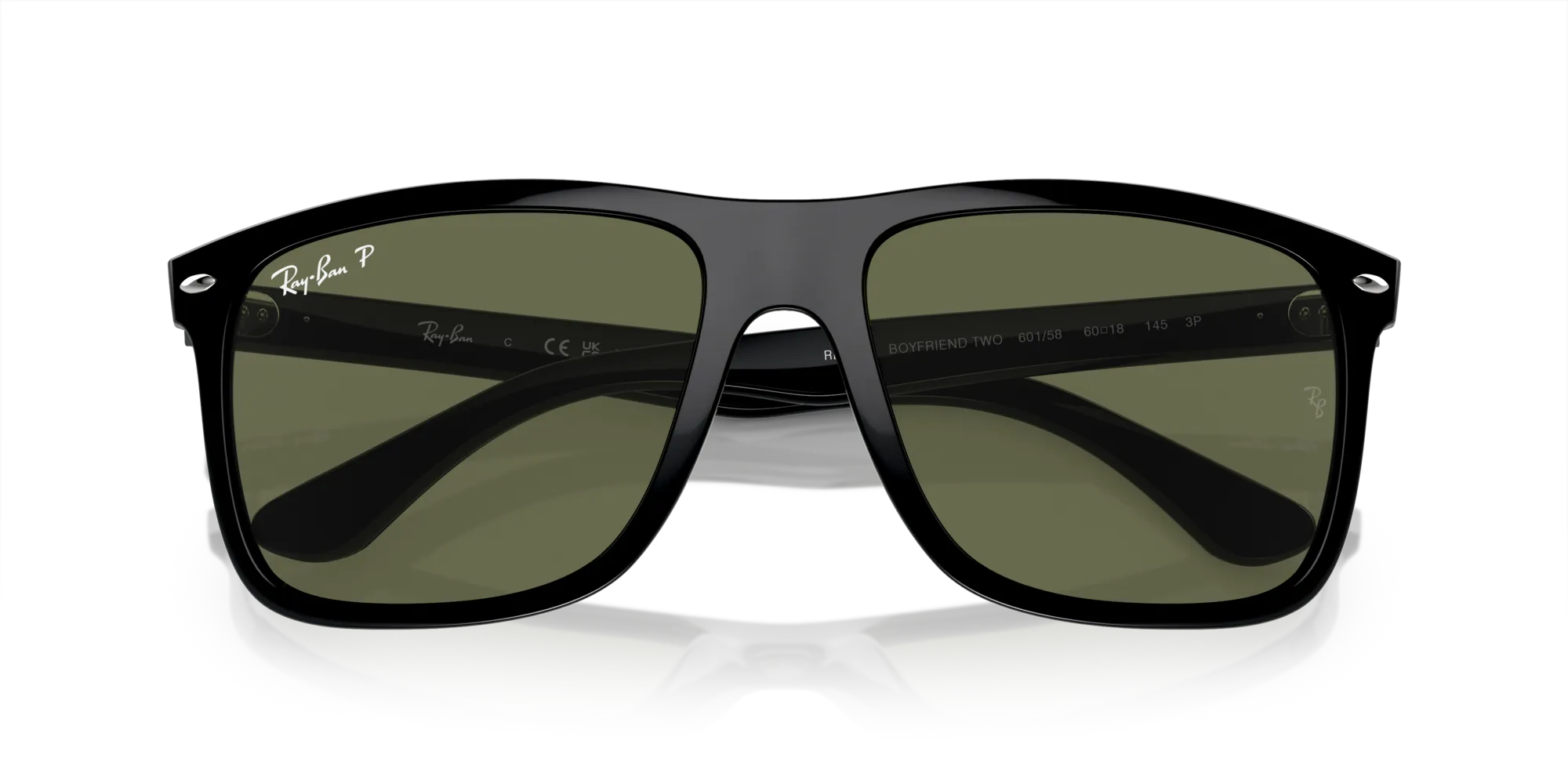 Ray - Ban RB4547 BOYFRIEND TWO 601/58 Occhiali da sole Iniettato Nero Verde Squadrata Polarizzata - immagine 2
