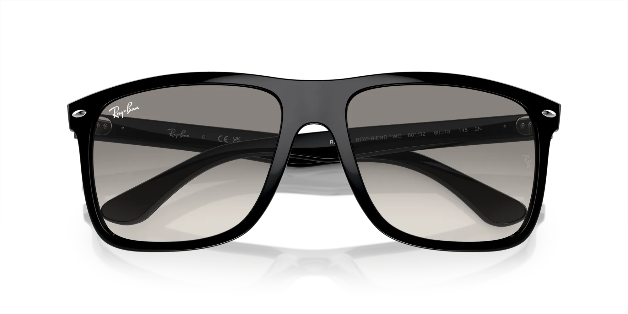 Ray - Ban RB4547 BOYFRIEND TWO 601/32 Occhiali da sole Iniettato Nero Grigio Squadrata Normale Sfumato - immagine 2
