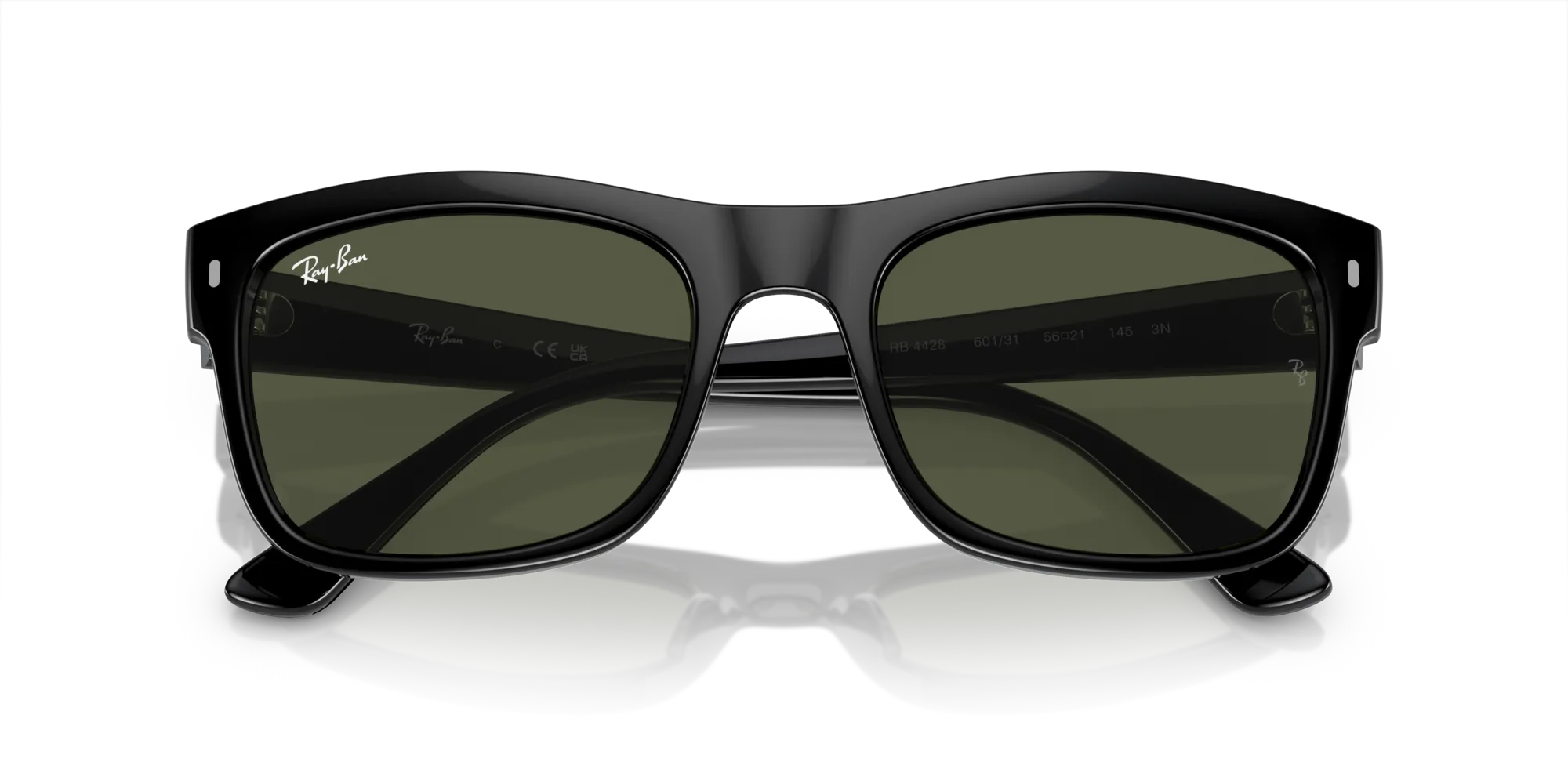 Ray - Ban RB4428 601/31 Occhiali da sole Acetato Nero Verde Squadrata Normale - immagine 2