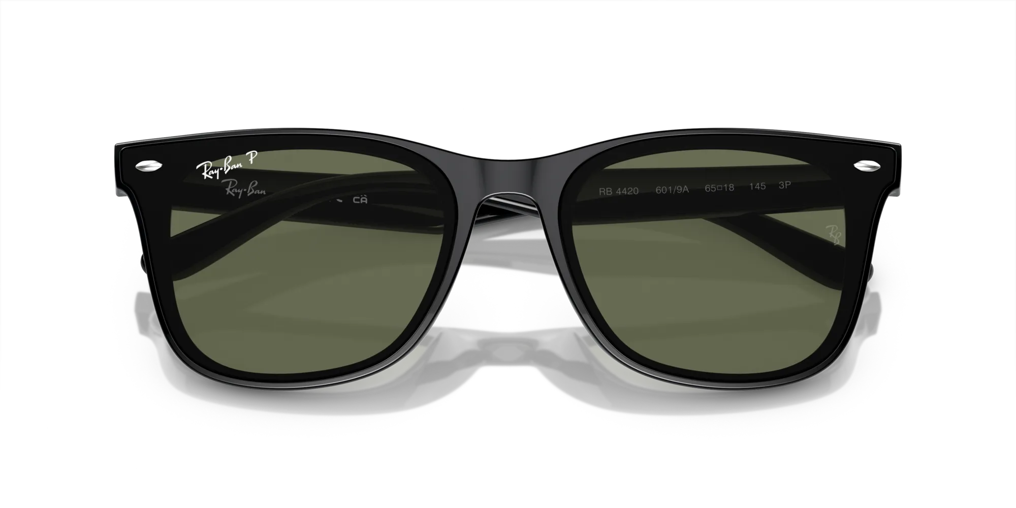 Ray - Ban RB4420 601/9A Occhiali da sole Iniettato Nero Verde Squadrata Polarizzata Antiriflesso - immagine 2