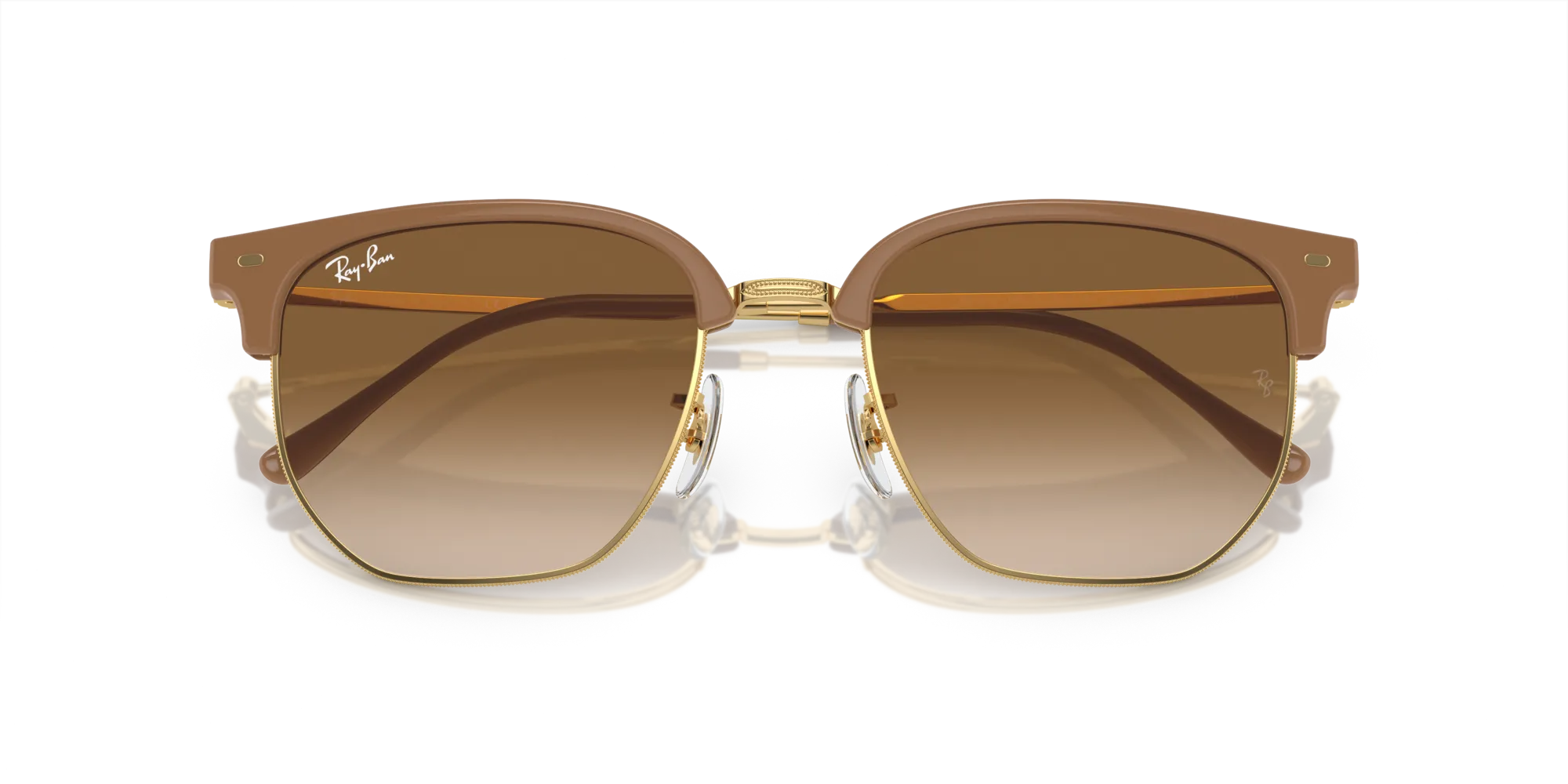 Ray - Ban RB4416 NEW CLUBMASTER 672151 Occhiali da sole Acetato Beige Marrone Geometrica Normale Sfumato - immagine 2