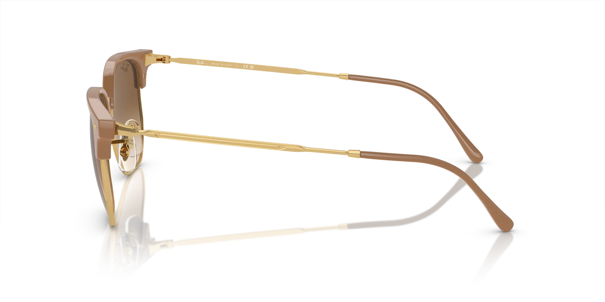 Ray - Ban RB4416 NEW CLUBMASTER 672151 Occhiali da sole Acetato Beige Marrone Geometrica Normale Sfumato - immagine 4