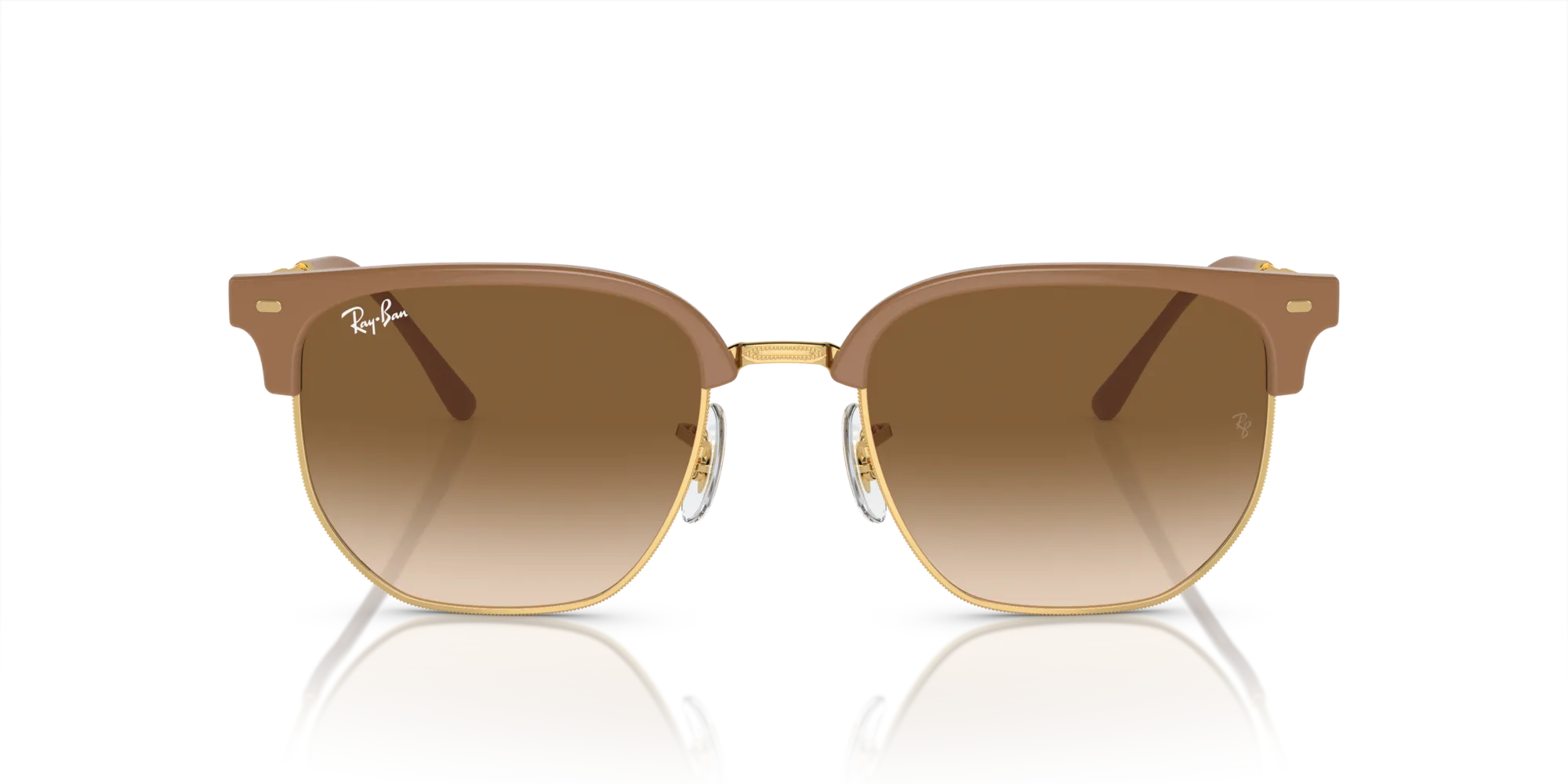 Ray - Ban RB4416 NEW CLUBMASTER 672151 Occhiali da sole Acetato Beige Marrone Geometrica Normale Sfumato - immagine 3