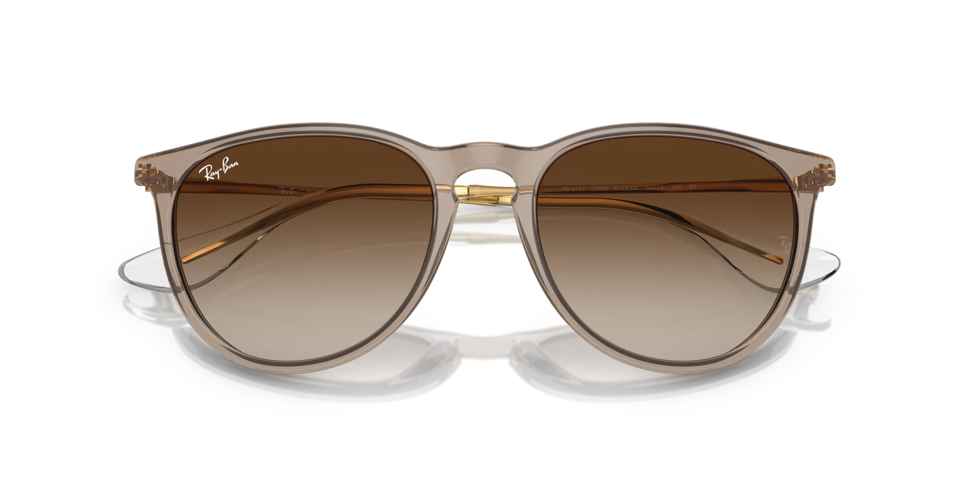 Ray - Ban RB4171 ERIKA 674413 Occhiali da sole Iniettato Marrone Marrone Pantos Normale Sfumato - immagine 2