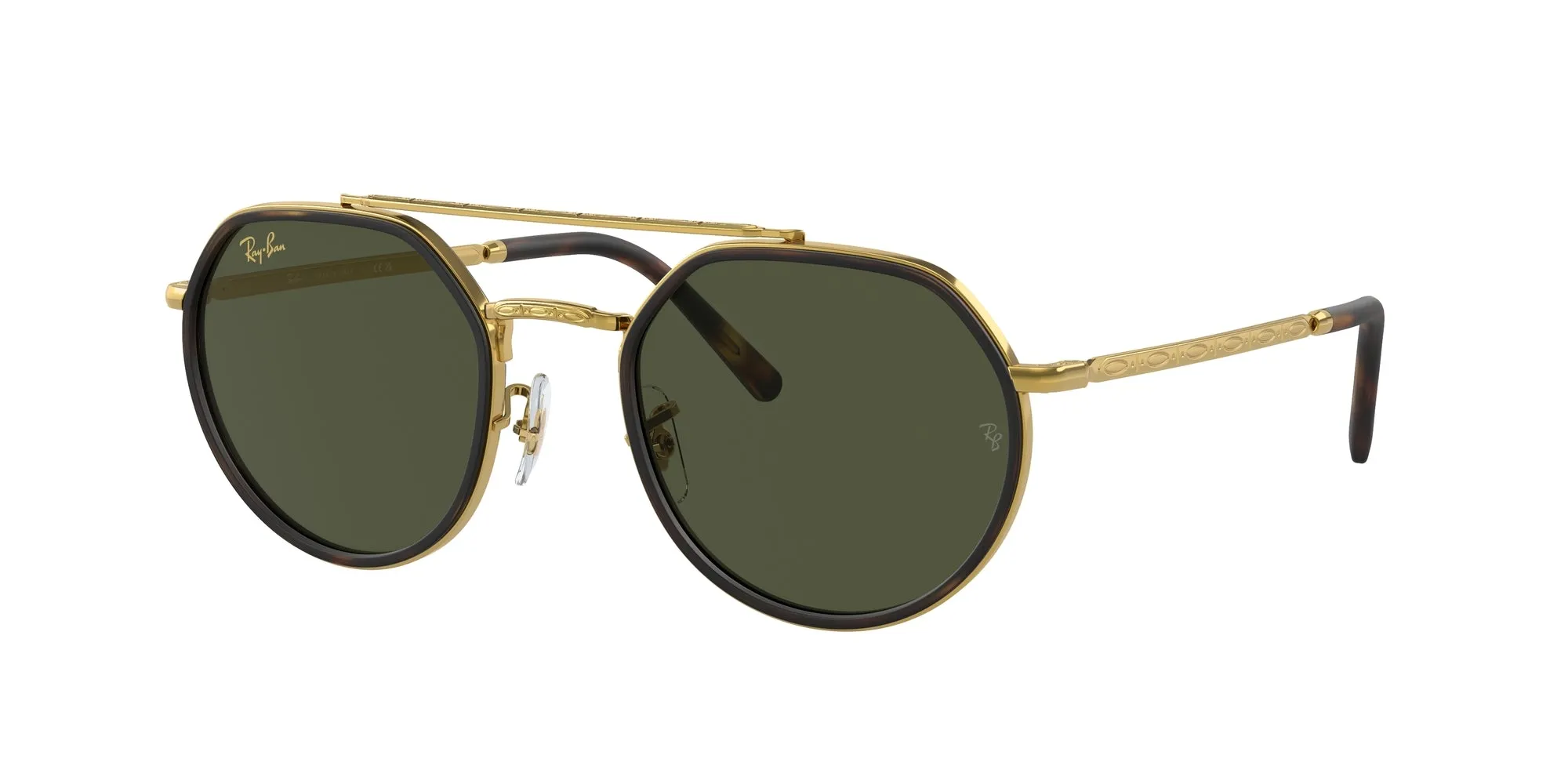 Ray - Ban RB3765 919631 Occhiali da sole Metallo Oro Verde Geometrica Normale - immagine 1