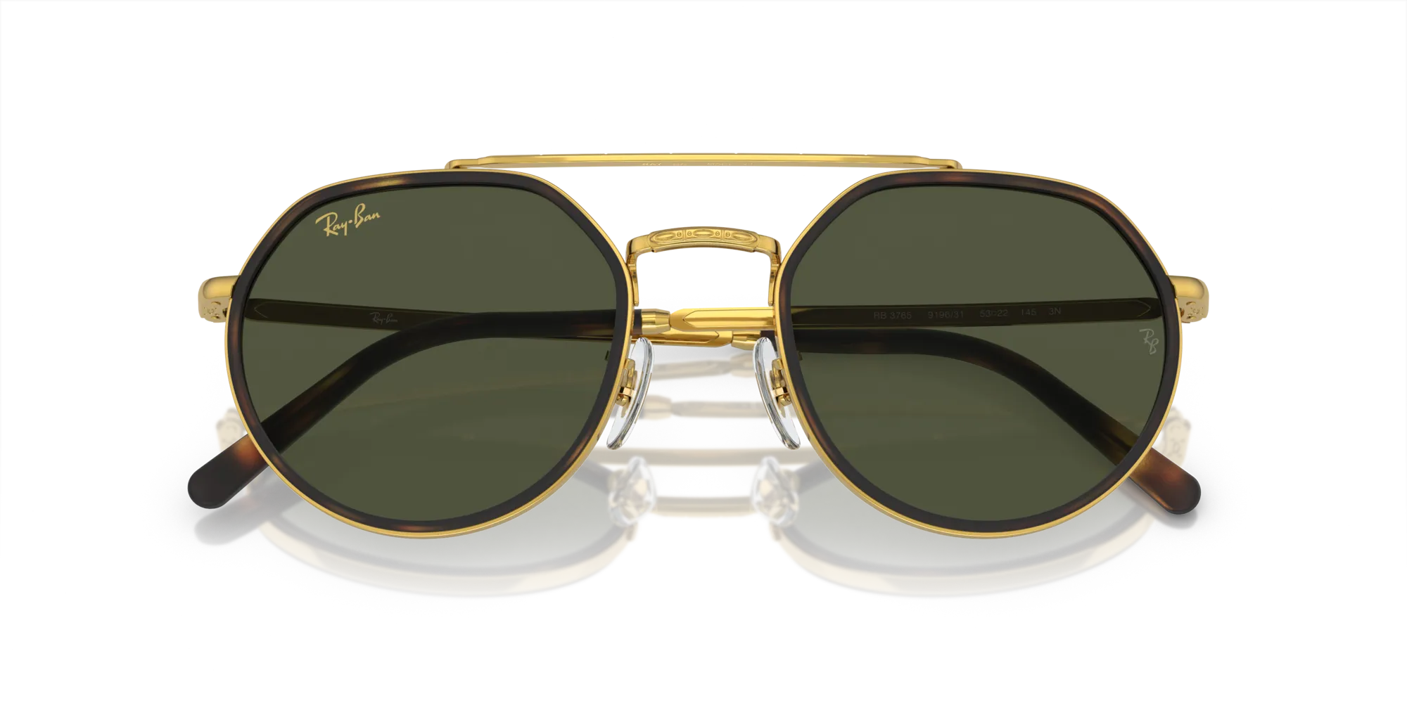 Ray - Ban RB3765 919631 Occhiali da sole Metallo Oro Verde Geometrica Normale - immagine 2
