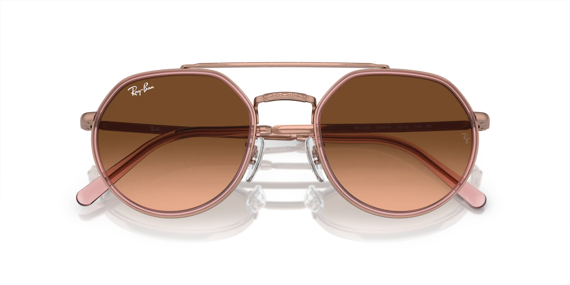Ray - Ban RB3765 9069A5 Occhiali da sole Metallo Bronzo Rosa Geometrica Normale Sfumato - immagine 2