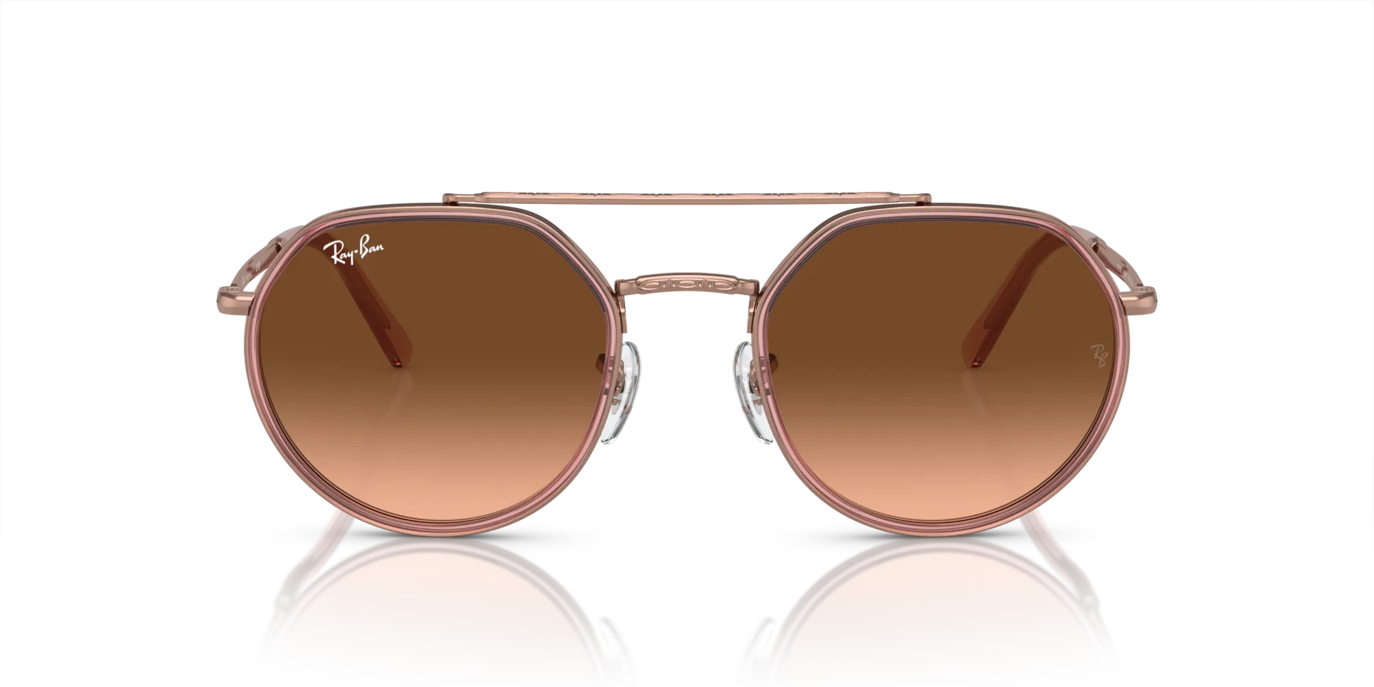 Ray - Ban RB3765 9069A5 Occhiali da sole Metallo Bronzo Rosa Geometrica Normale Sfumato - immagine 3