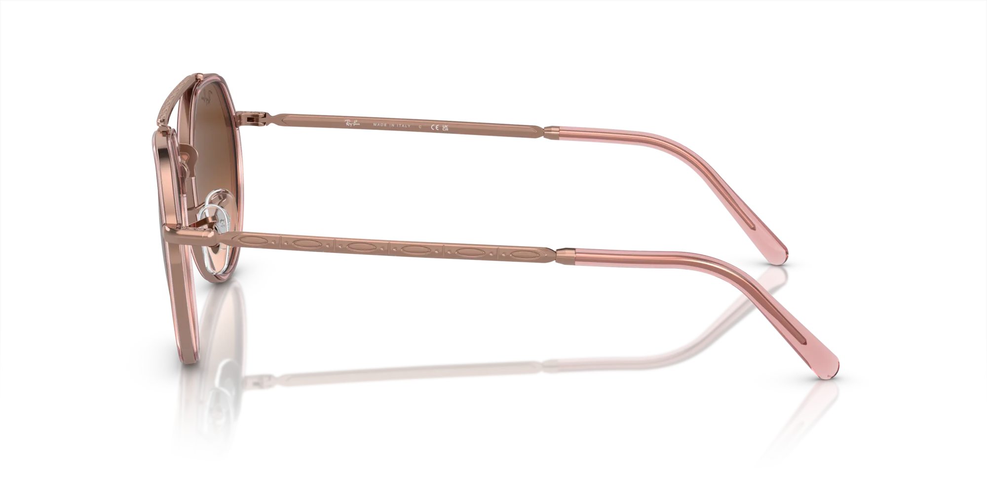 Ray - Ban RB3765 9069A5 Occhiali da sole Metallo Bronzo Rosa Geometrica Normale Sfumato - immagine 4