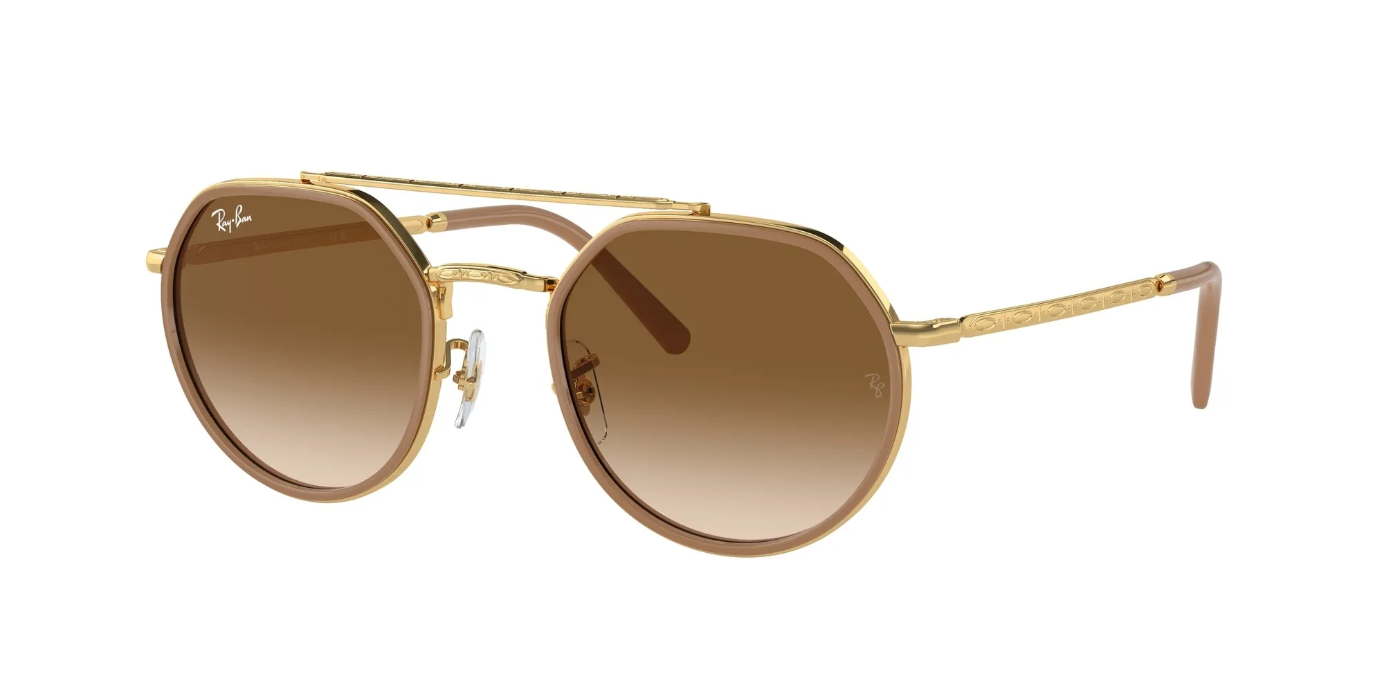 Ray - Ban RB3765 001/51 Occhiali da sole Metallo Oro Marrone Geometrica Normale Sfumato - immagine 1