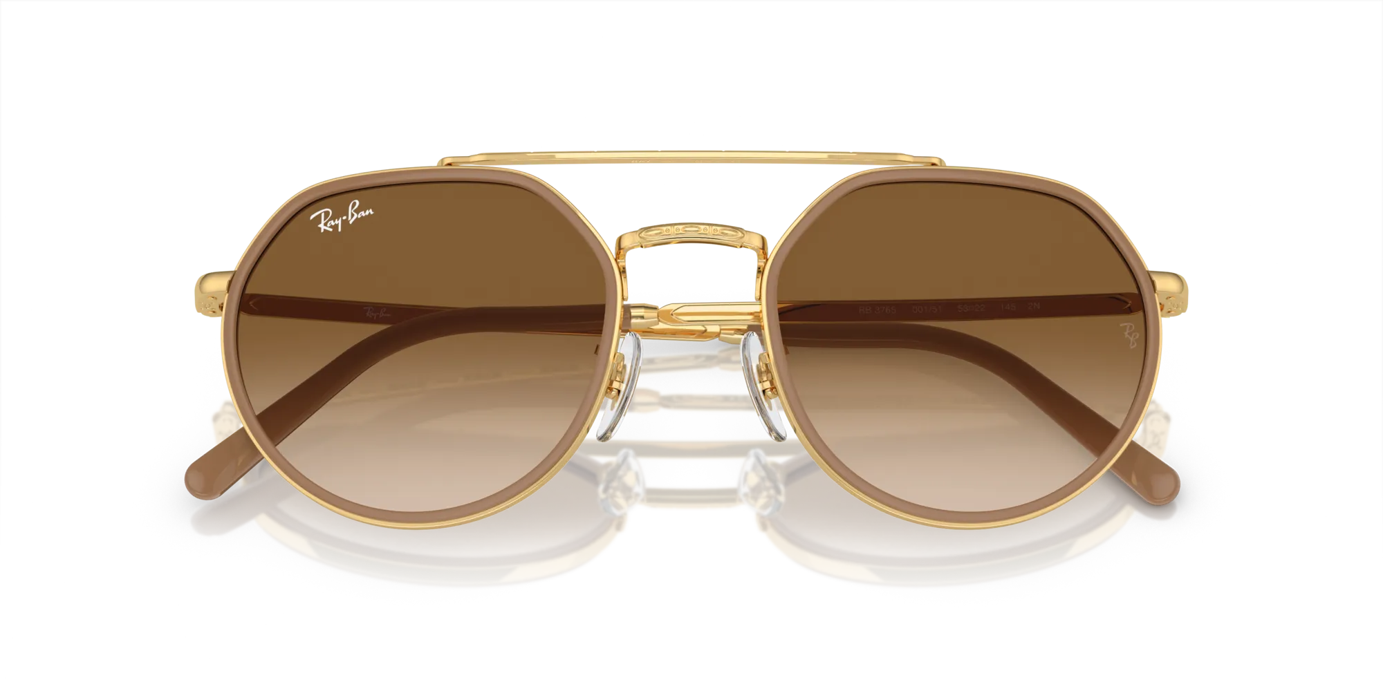 Ray - Ban RB3765 001/51 Occhiali da sole Metallo Oro Marrone Geometrica Normale Sfumato - immagine 2