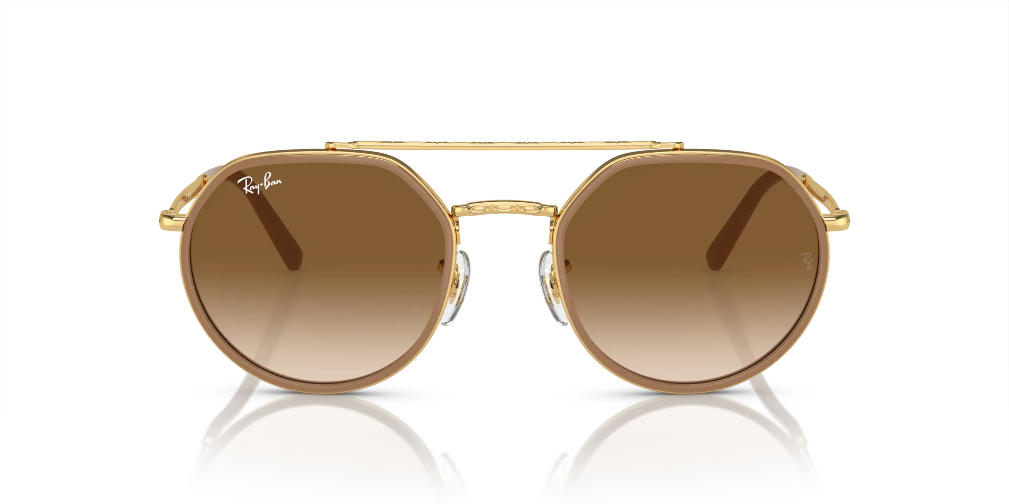 Ray - Ban RB3765 001/51 Occhiali da sole Metallo Oro Marrone Geometrica Normale Sfumato - immagine 3