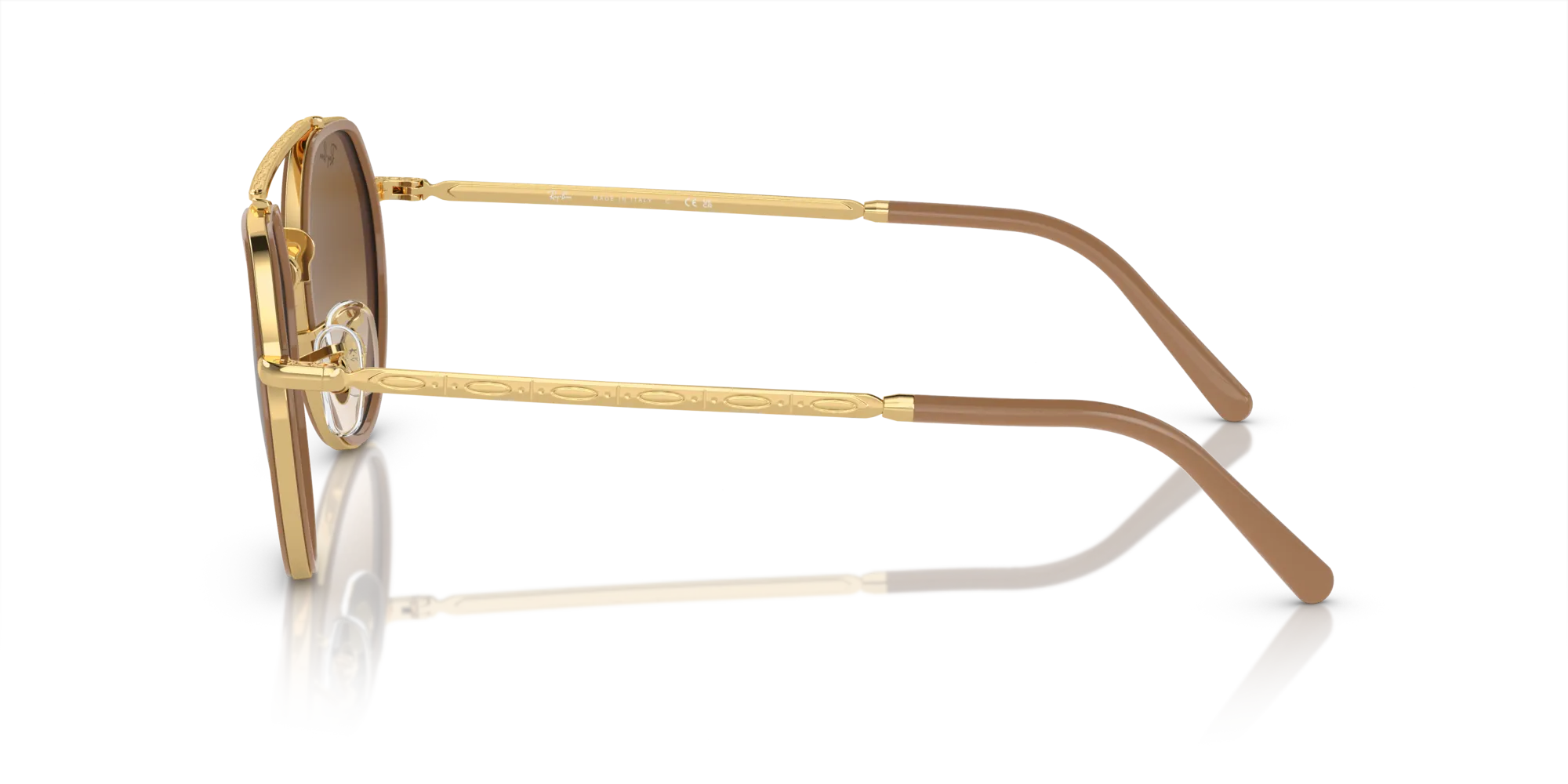Ray - Ban RB3765 001/51 Occhiali da sole Metallo Oro Marrone Geometrica Normale Sfumato - immagine 4
