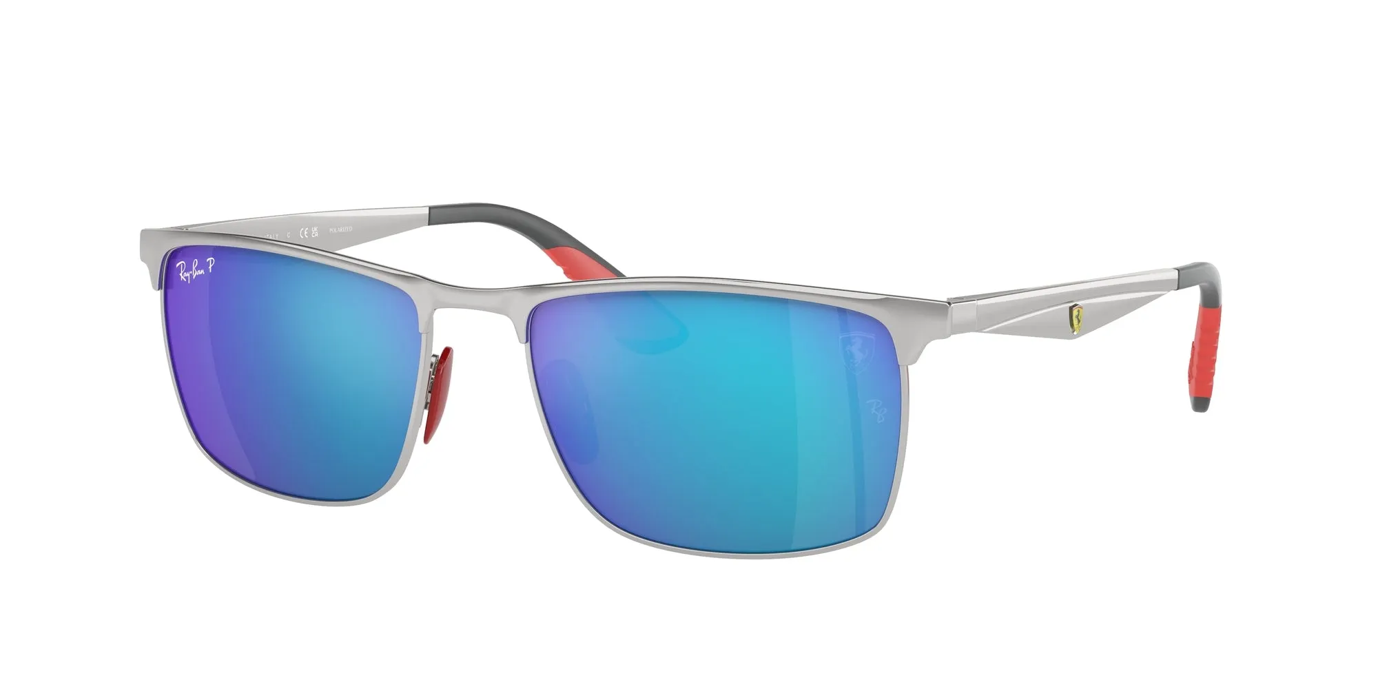 Ray - Ban RB3726M F007A1 Occhiali da sole Metallo Argento Blu Squadrata Polarizzata Specchiato - immagine 1
