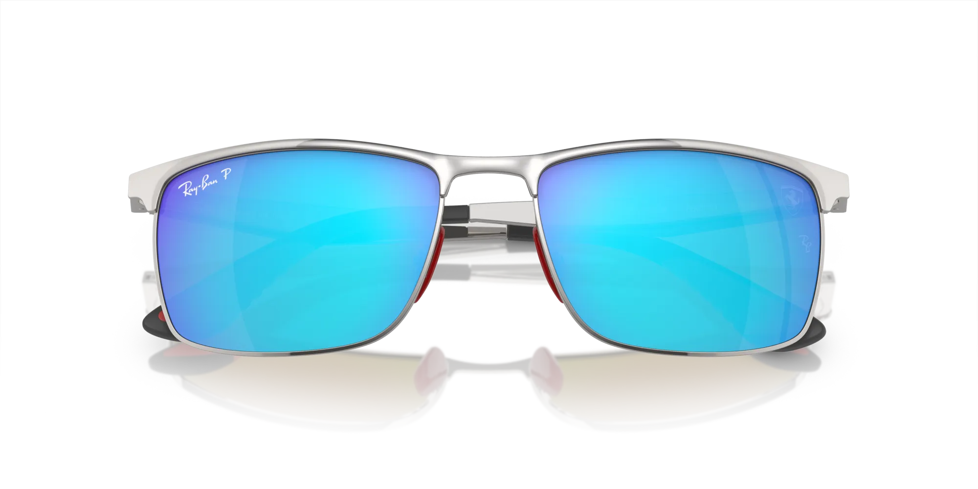 Ray - Ban RB3726M F007A1 Occhiali da sole Metallo Argento Blu Squadrata Polarizzata Specchiato - immagine 2