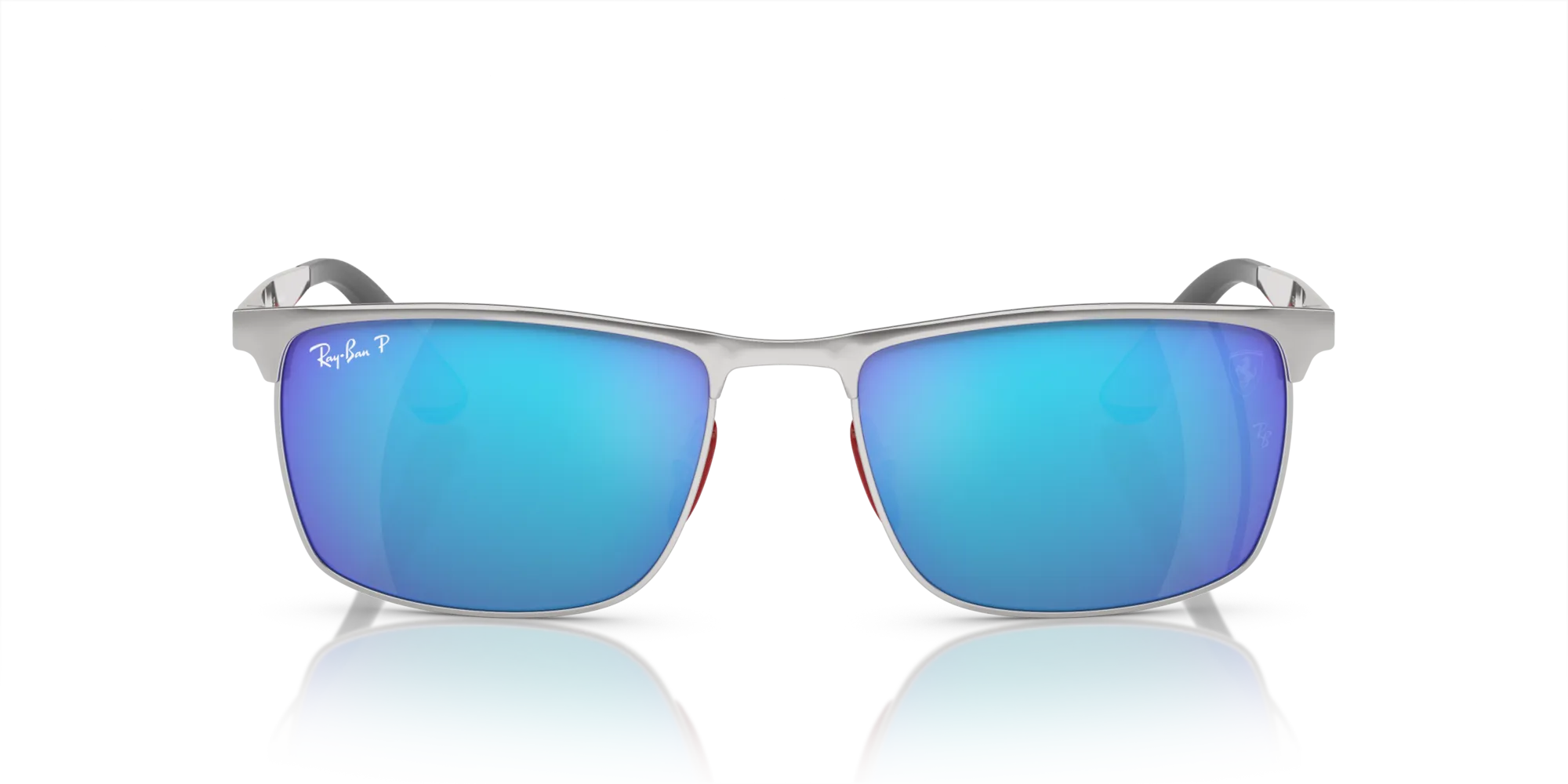 Ray - Ban RB3726M F007A1 Occhiali da sole Metallo Argento Blu Squadrata Polarizzata Specchiato - immagine 3