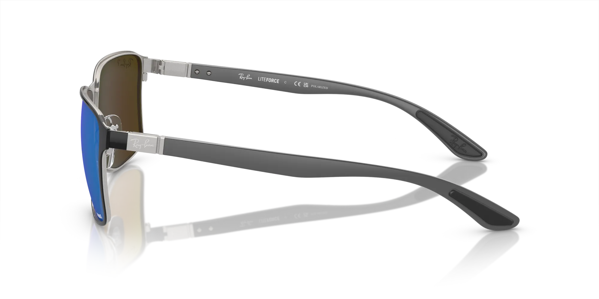 Ray - Ban RB3721CH 9144A1 Occhiali da sole Metallo Nero Blu Squadrata Polarizzata Specchiato - immagine 4