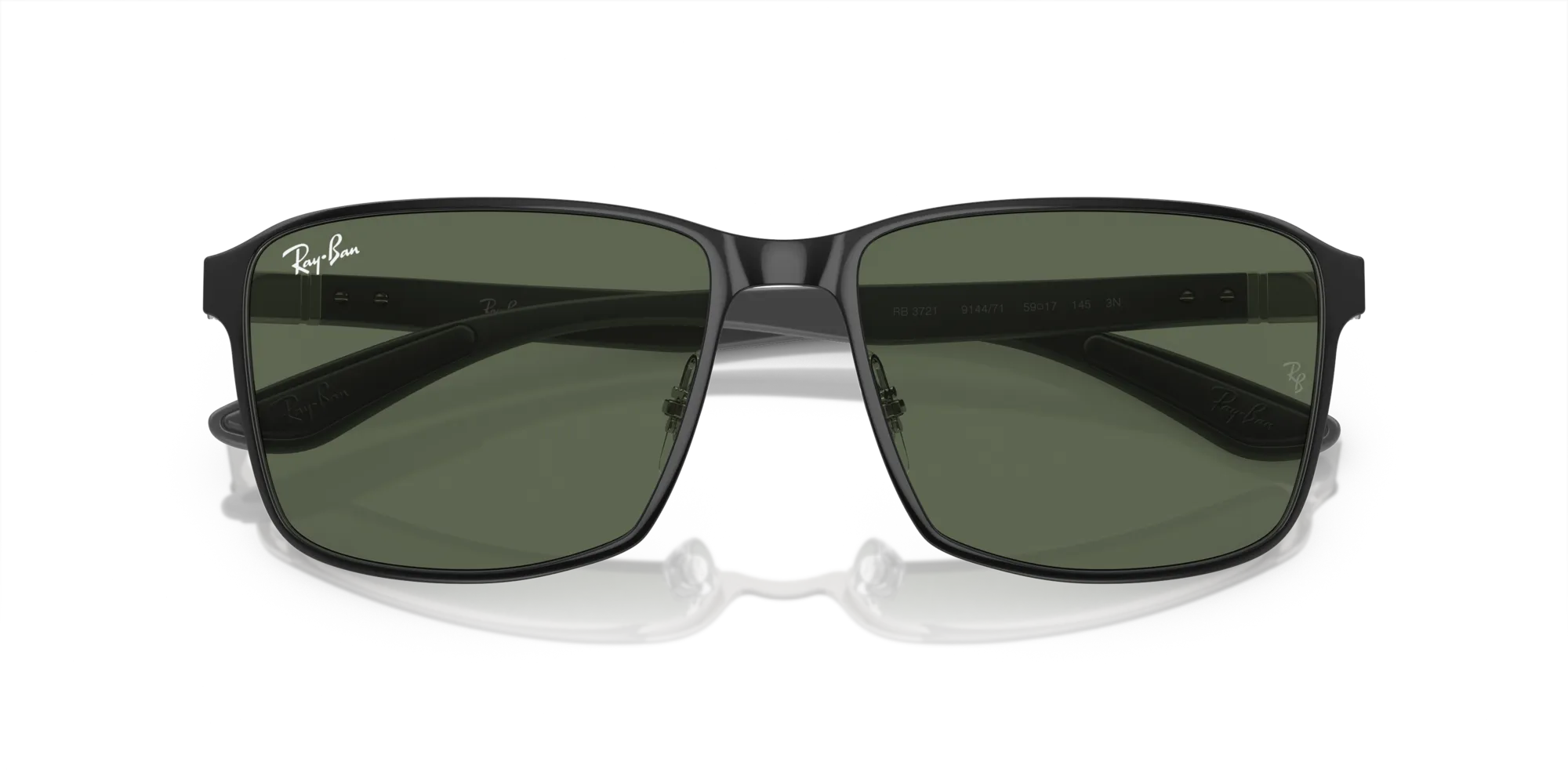 Ray - Ban RB3721 914471 Occhiali da sole Metallo Nero Verde Squadrata Normale - immagine 2