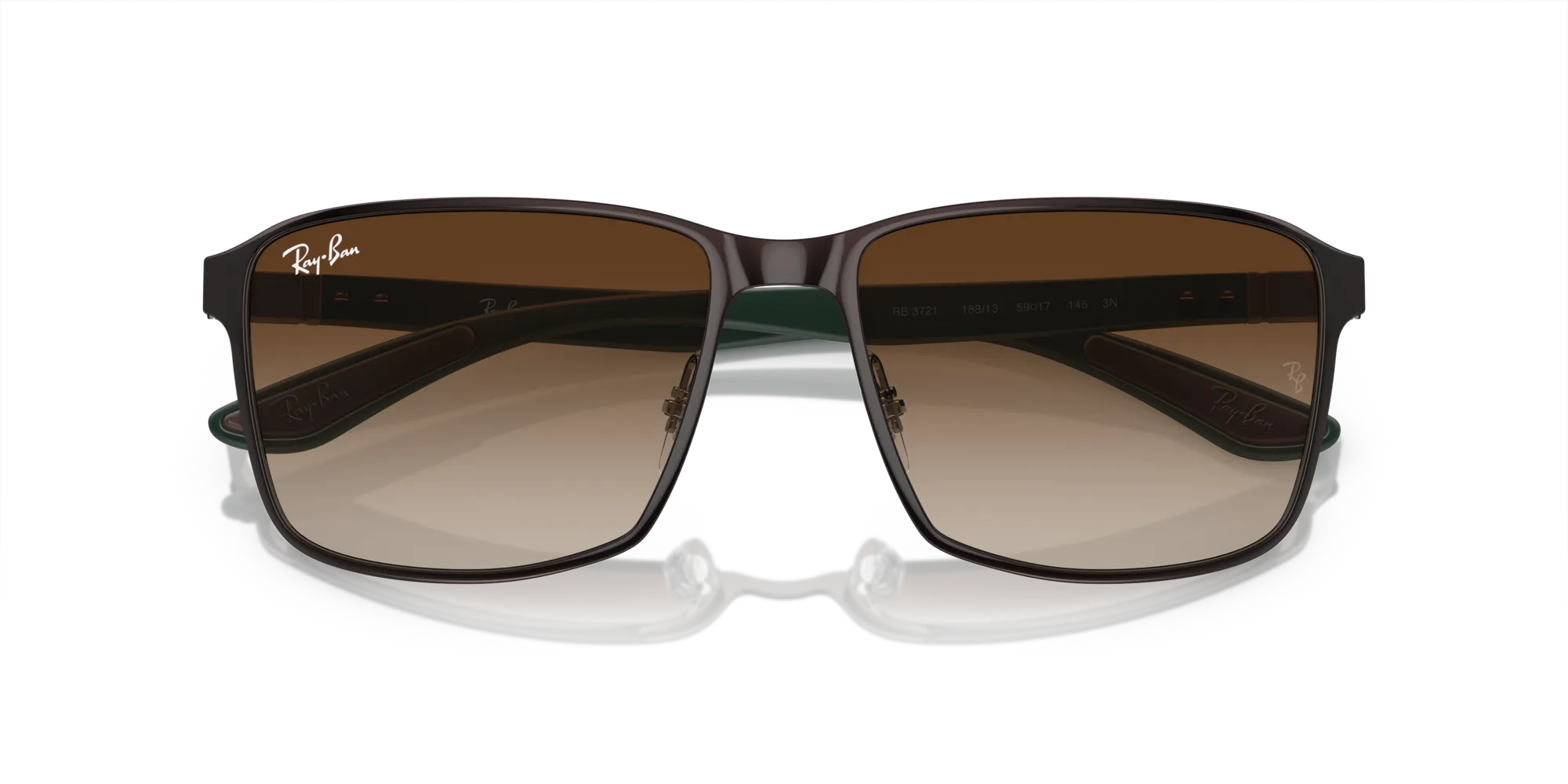 Ray - Ban RB3721 188/13 Occhiali da sole Metallo Marrone Marrone Squadrata Normale Sfumato - immagine 2